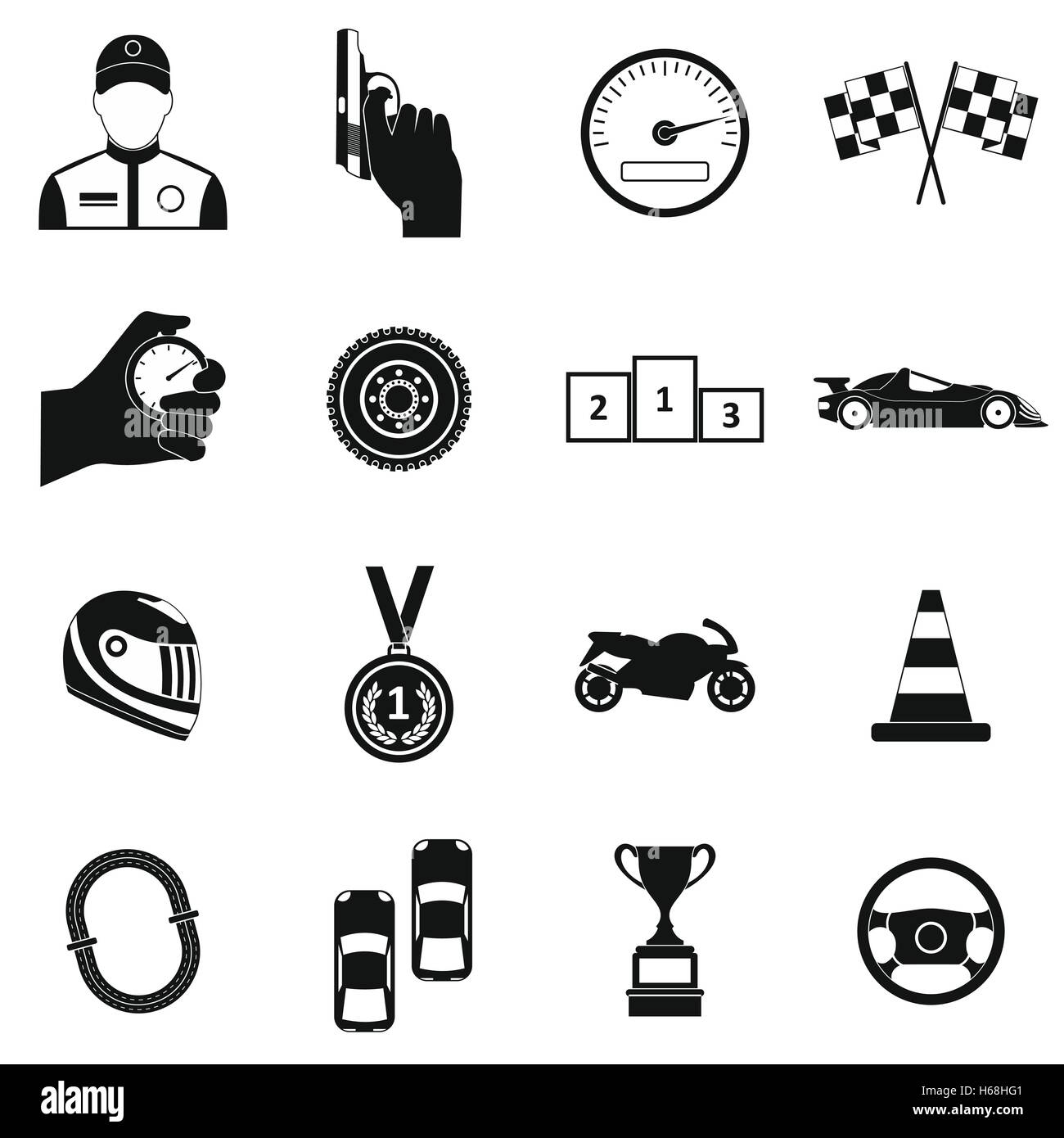 Auto Racing einfache Symbole Stock Vektor