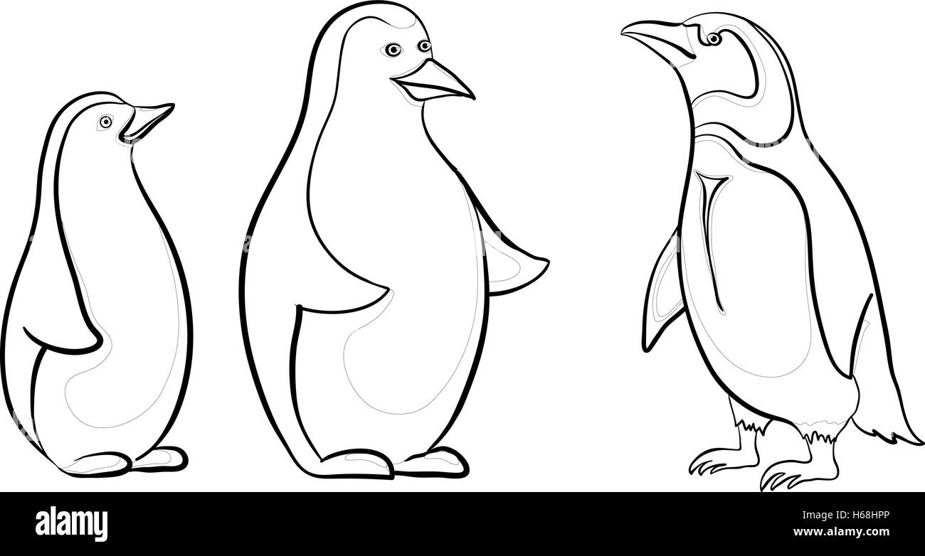 Kaiserpinguine, Konturen Stock Vektor