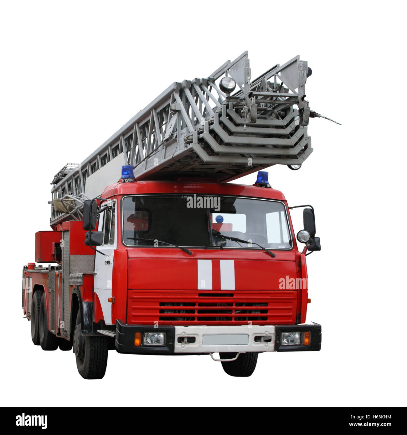 Feuer-Auto separat auf einem weißen Hintergrund Stockfoto