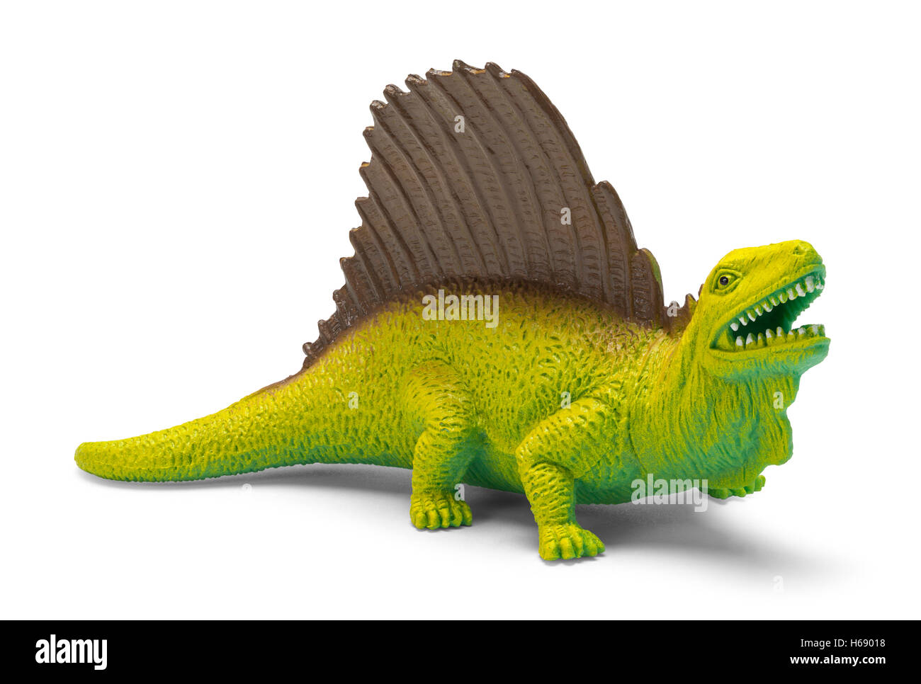 Kunststoff grün Dinosaurier Spielzeug, Isolated on White Background. Stockfoto