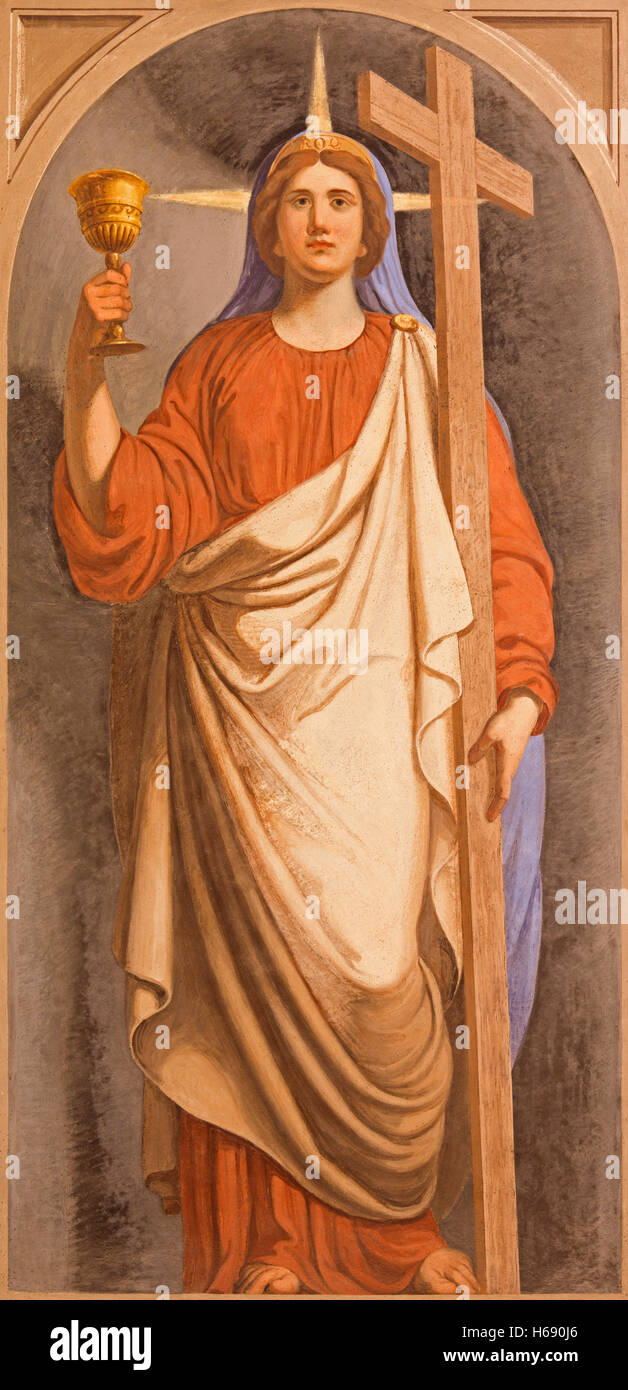 Rom, Italien - 11. März 2016: Die symbolische Fresko des Glaubens als Kardinal Tugend in der Kirche Basilica di Santi Giovanni e Paolo Stockfoto