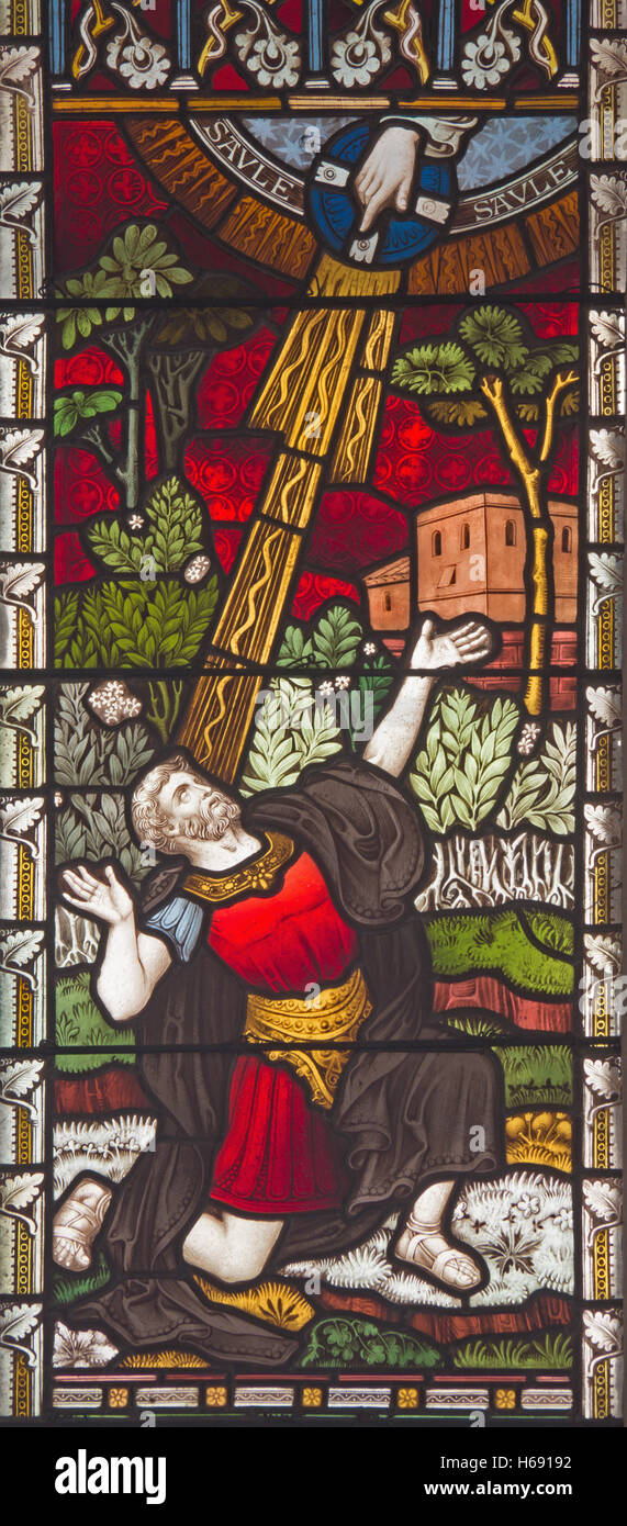 ROM, ITALIEN - MÄRZ 9. 2016: die Umwandlung von Str. Paul auf die Glasmalerei von All Saints Anglican Church Stockfoto