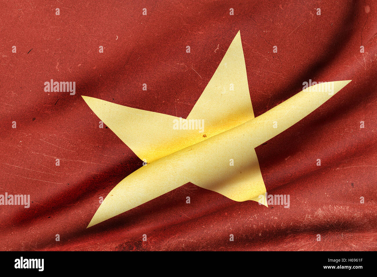 3D-Rendering einer alten sozialistischen Republik Vietnam Flagge winken Stockfoto