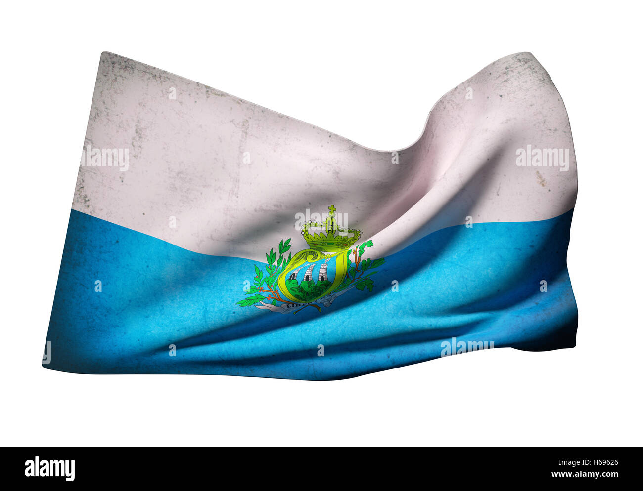 3D Rendering von San Marino Fahnenschwingen auf weißem Hintergrund Stockfoto 3D Rendering von San Marino Fahnenschwingen auf weißem Hintergrund Stockfoto