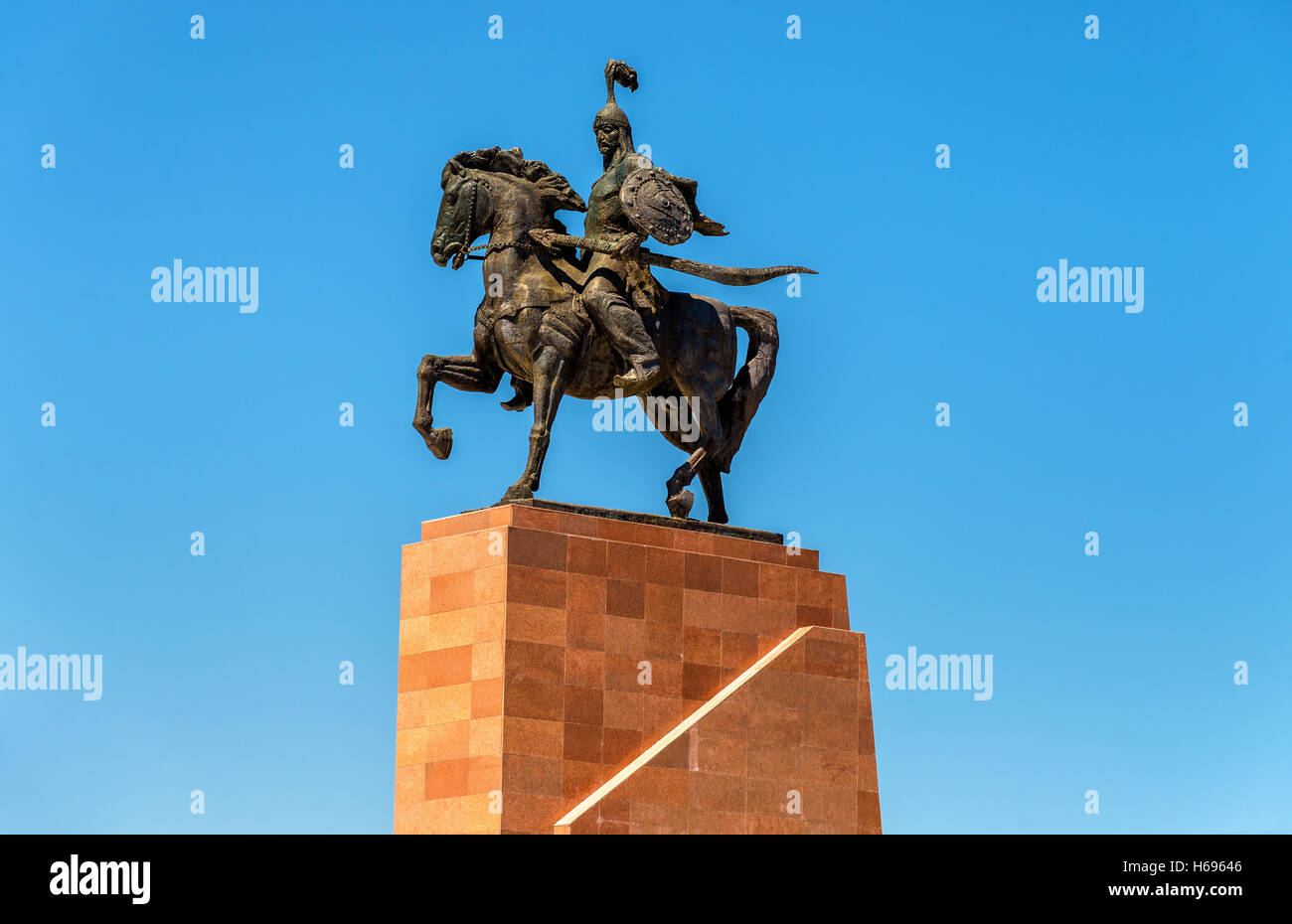 Denkmal-Epos Manas auf Ala-Too-Platz in Bischkek, Kirgisistan Stockfoto