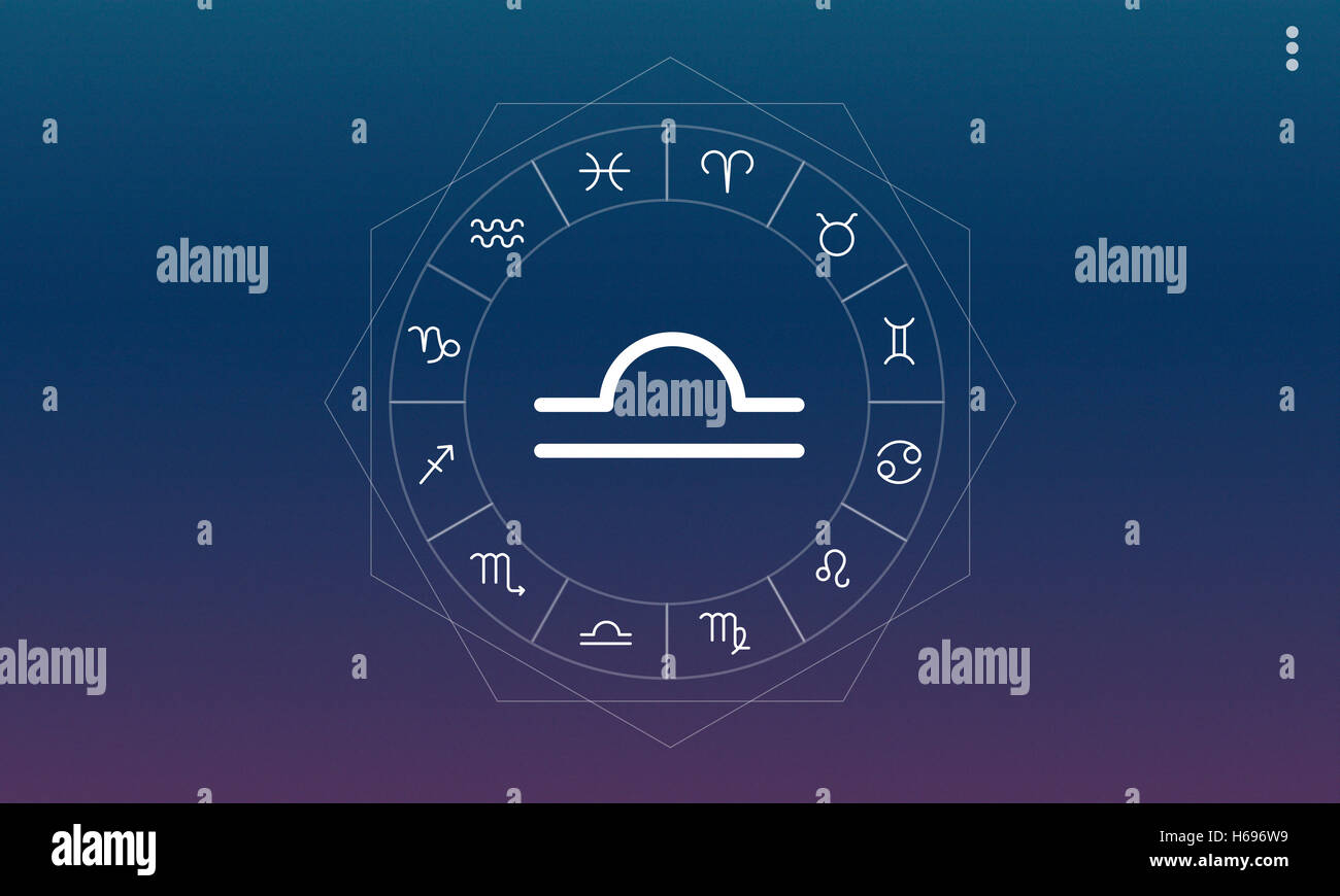 Waage Horoskop Tierkreiszeichen Fortune Grafikkonzept Stockfoto