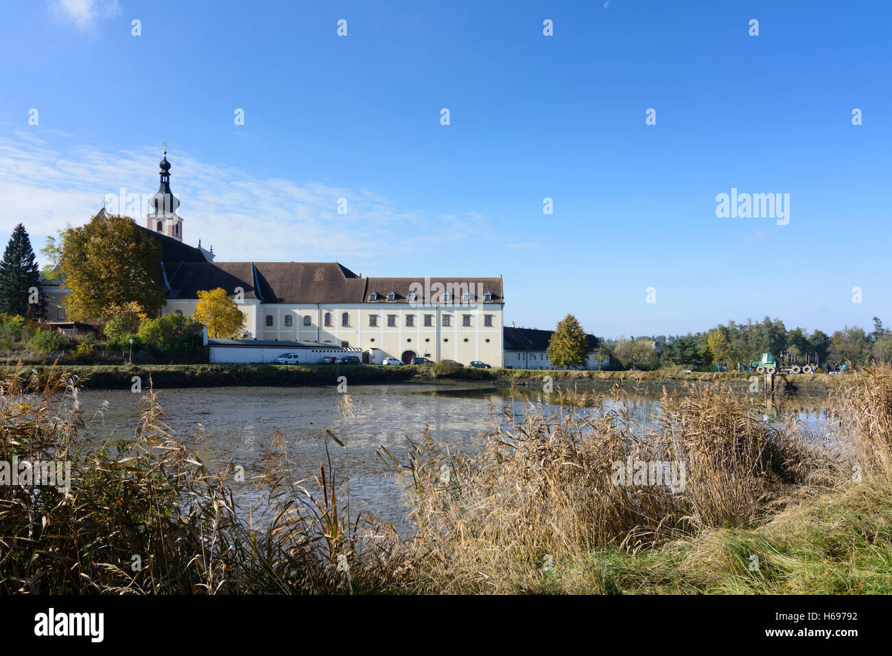 Geras: Geras Abbey, Klosterteich, Fisch-Teich Teich trocken, Waldviertel, Niederösterreich, Niederösterreich, Österreich Stockfoto