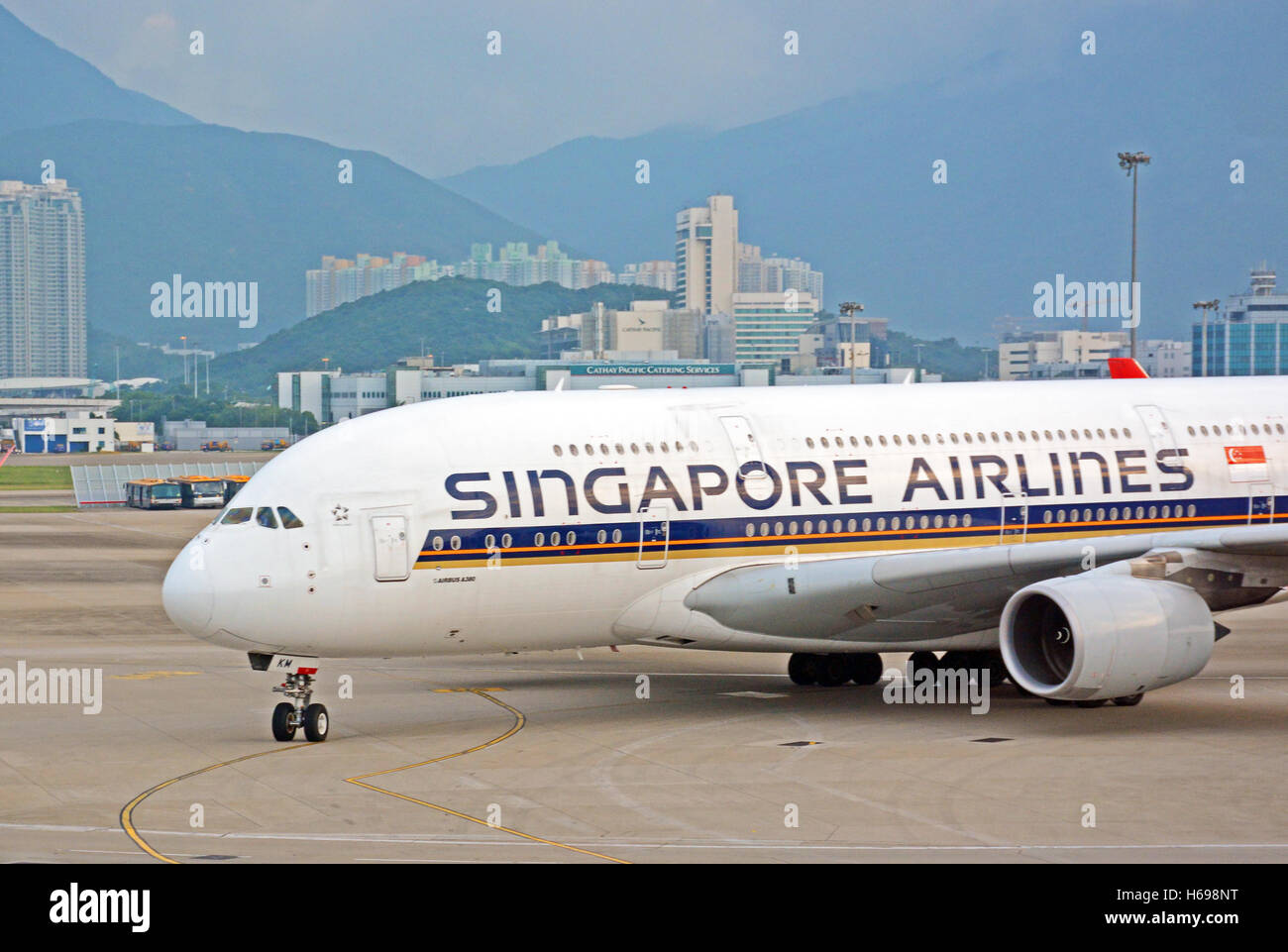 Airbus A 380 Hong Kong internationaler Flughafen Stockfoto