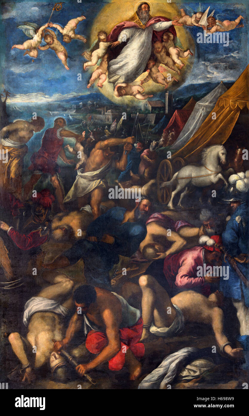 BRESCIA, Italien - 23. Mai 2016: Die Farbe der Schlacht von unbekannten Künstler in Sant'Afra Kirche (17. Cent.) Stockfoto