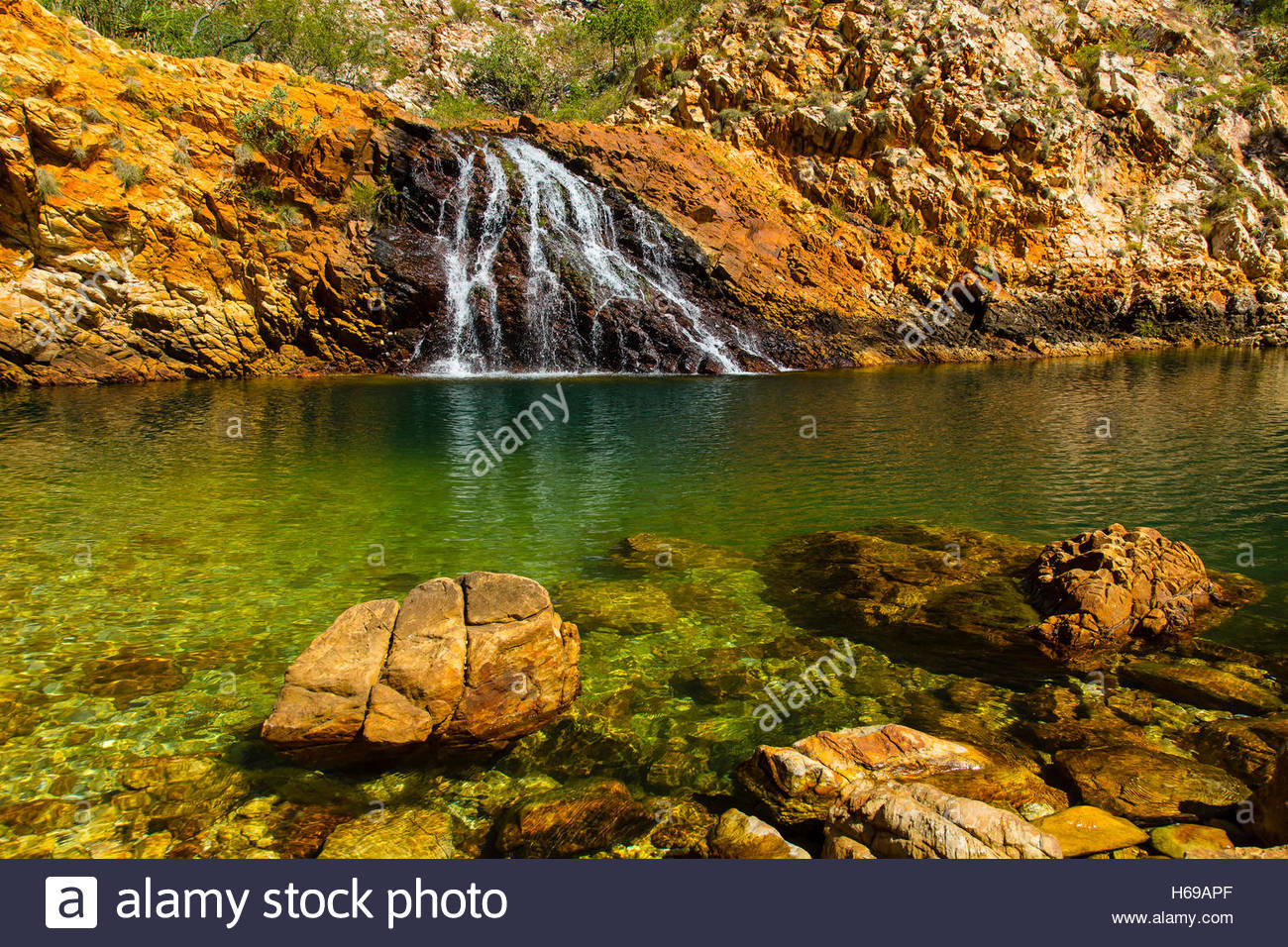 Ein Wasserfall in der Nähe von Crocodile Creek in der Kimberley Region Nordwesten Australiens. Stockfoto