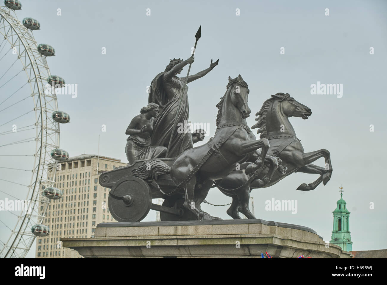 Statue der Boudicca.  Westminster Bridge Stockfoto