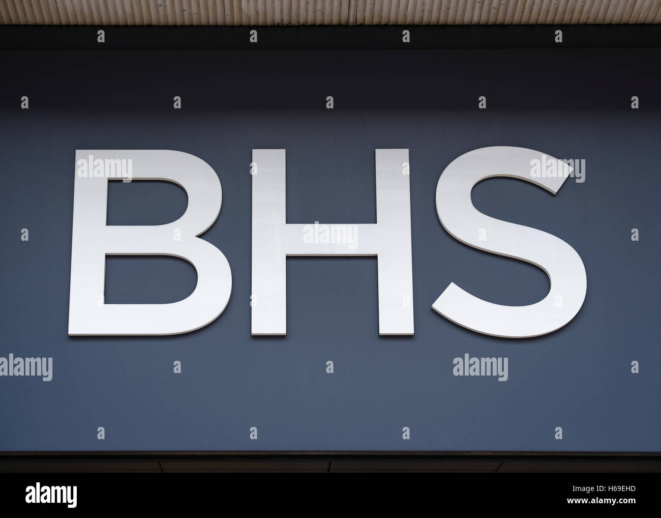 BHS-Shop Zeichen, Oxford Street, London, UK. Stockfoto