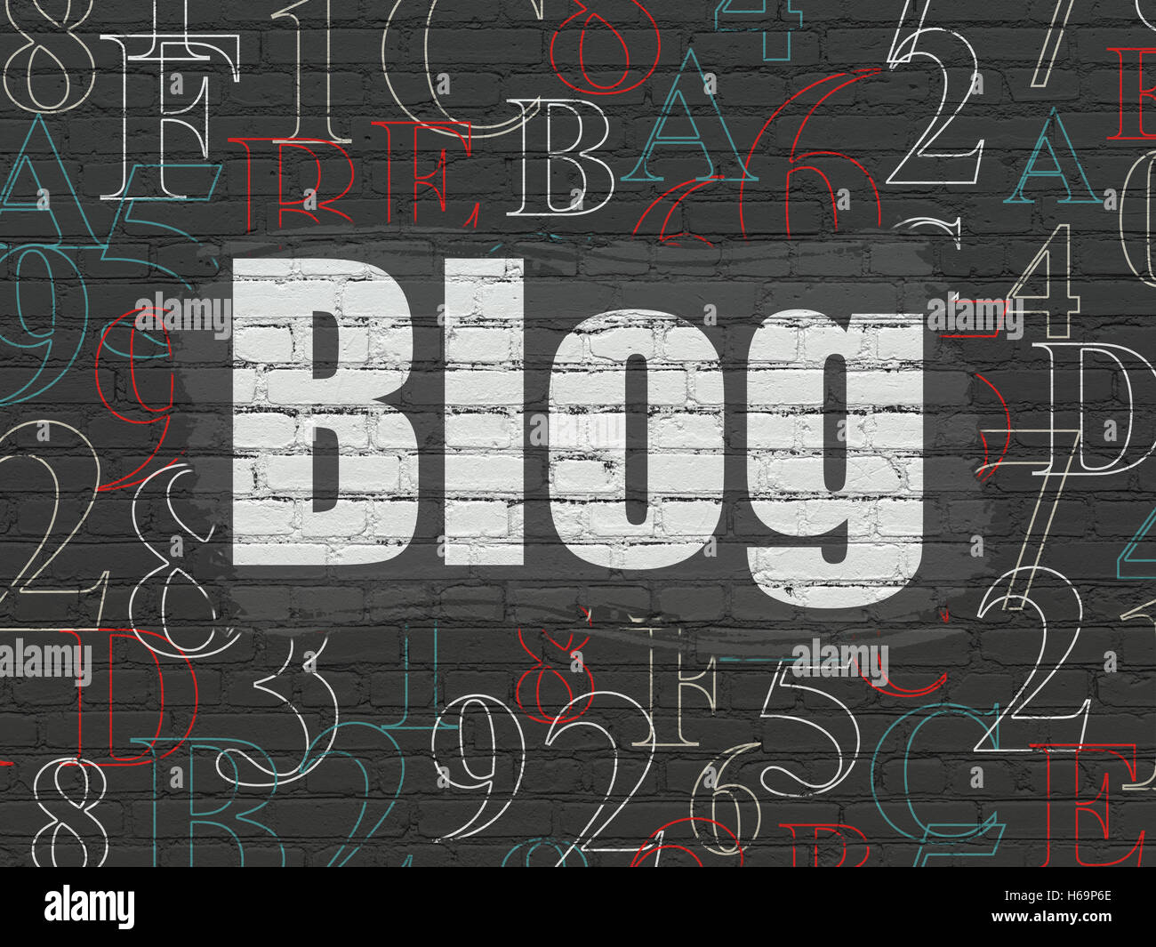 Web-Development-Konzept: Blog auf Wand Hintergrund Stockfoto