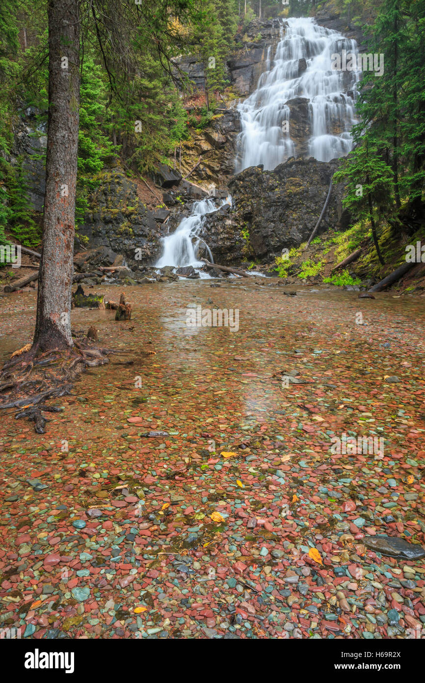 Morrell Creek fällt im Lolo National Forest in der Nähe von Seeley Lake, montana Stockfoto