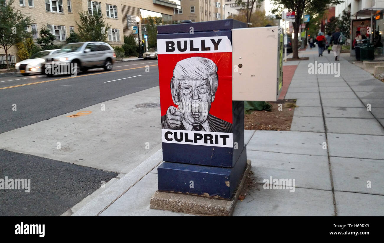 "Bully Täter" politischen Plakat mit Karikatur Zeichnung von Donald Trump Stockfoto