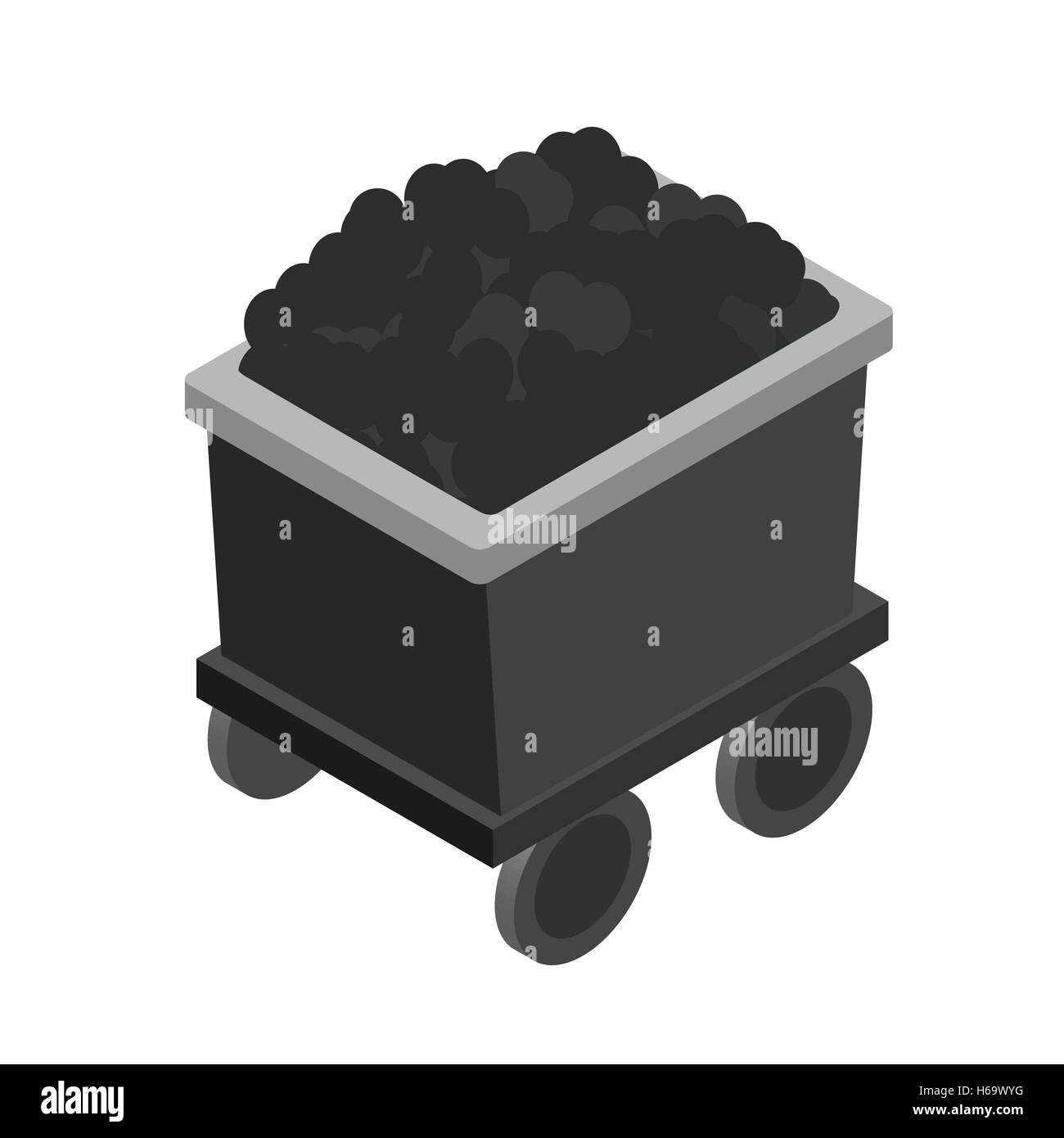 Trolley mit isometrischen 3D-Symbol Kohle Stock Vektor