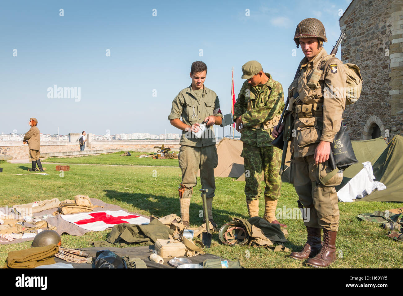 Les Sables d ' Olonne, Frankreich - 26. August 2016: Gedenken an die Befreiung des "Les Sables d 'Olonne", die am th stattfand Stockfoto