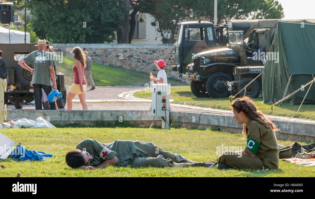 Les Sables d ' Olonne, Frankreich - 26. August 2016: Gedenken an die Befreiung des "Les Sables d 'Olonne", die am th stattfand Stockfoto