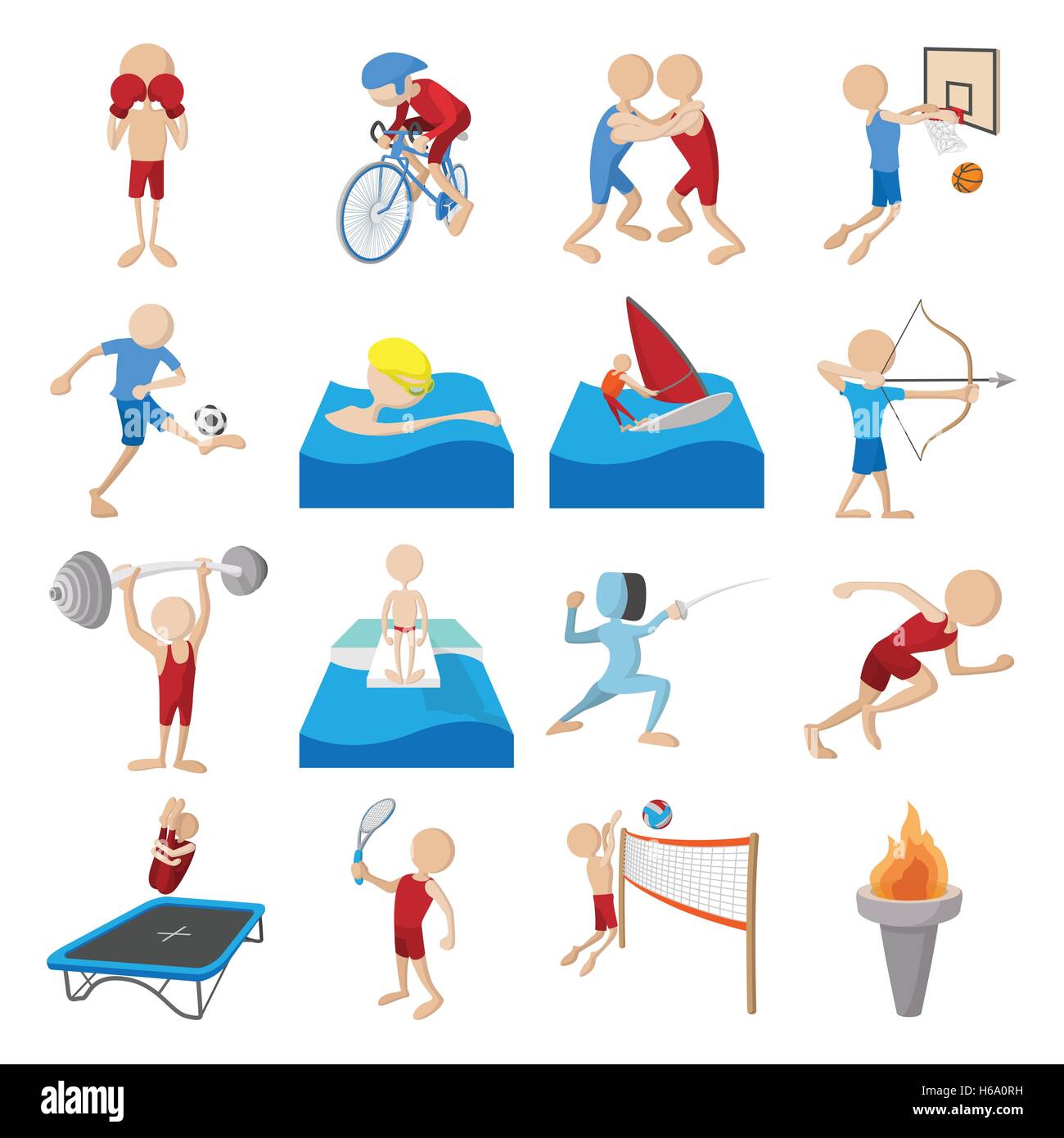Sommer Sport Cartoon Symbole festlegen Stock Vektor
