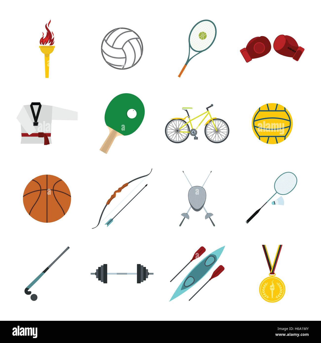 Sommer Sport flache Symbole festlegen Stock Vektor