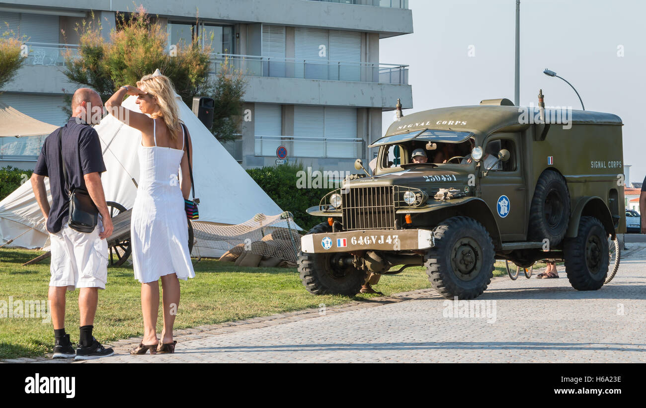 Les Sables d ' Olonne, Frankreich - 26. August 2016: Gedenken an die Befreiung des "Les Sables d 'Olonne", die am th stattfand Stockfoto