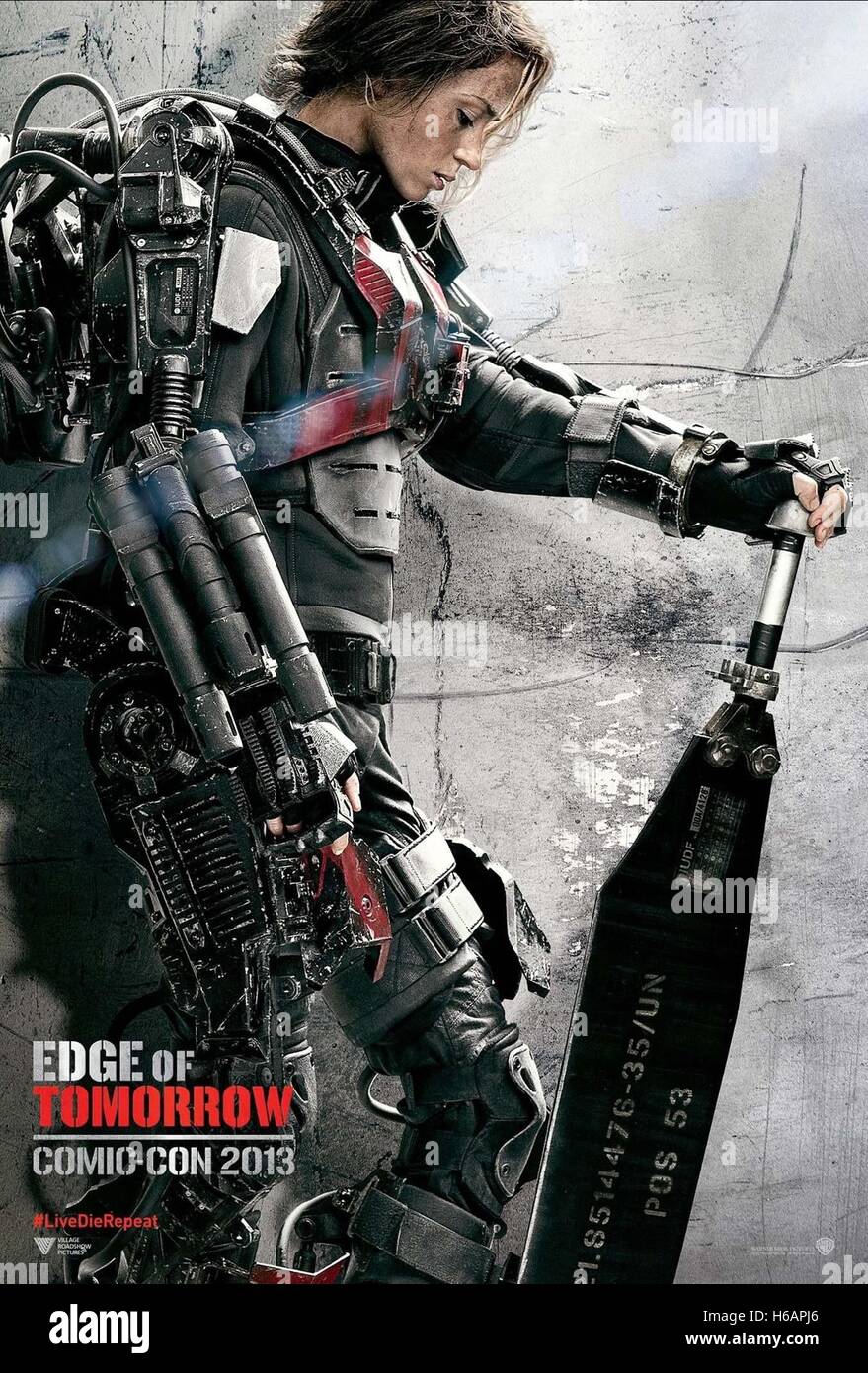 Emily Blunt Poster Rand Von Morgen Live Die Wiederholung Rand Von Morgen 2014 Stockfotografie Alamy