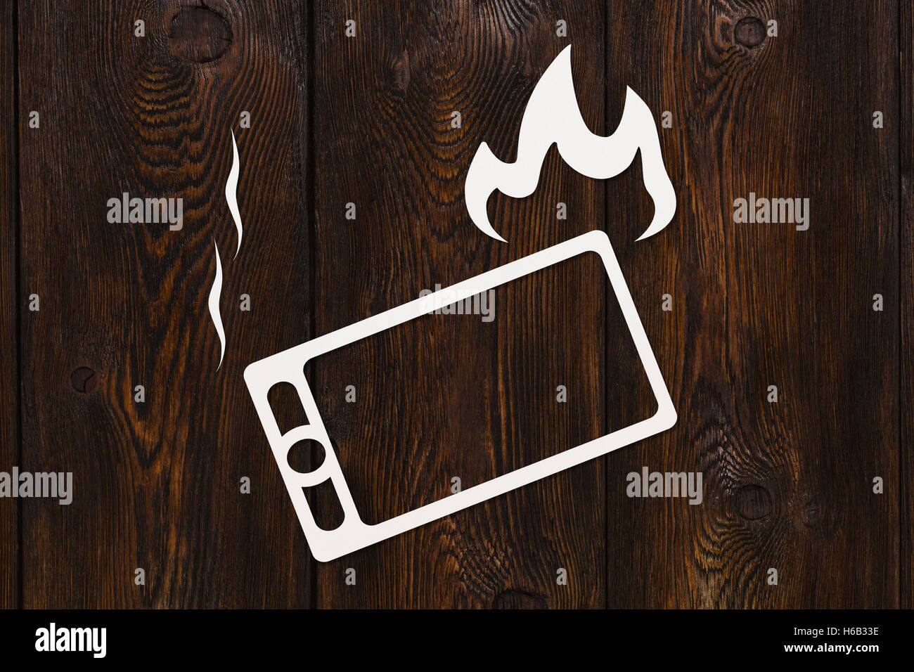 Moderne Smartphones sind Feuer fangen oder explodieren. Gefahr-Akku-problem Stockfoto