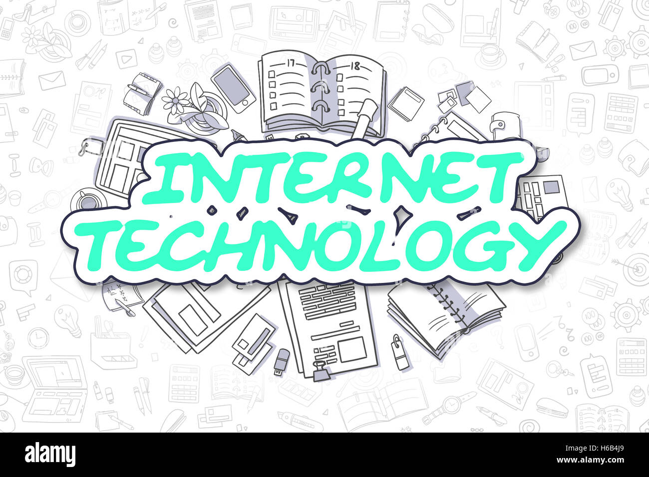 Internet-Technologie - Doodle grüne Wort. Business-Konzept. Stockfoto