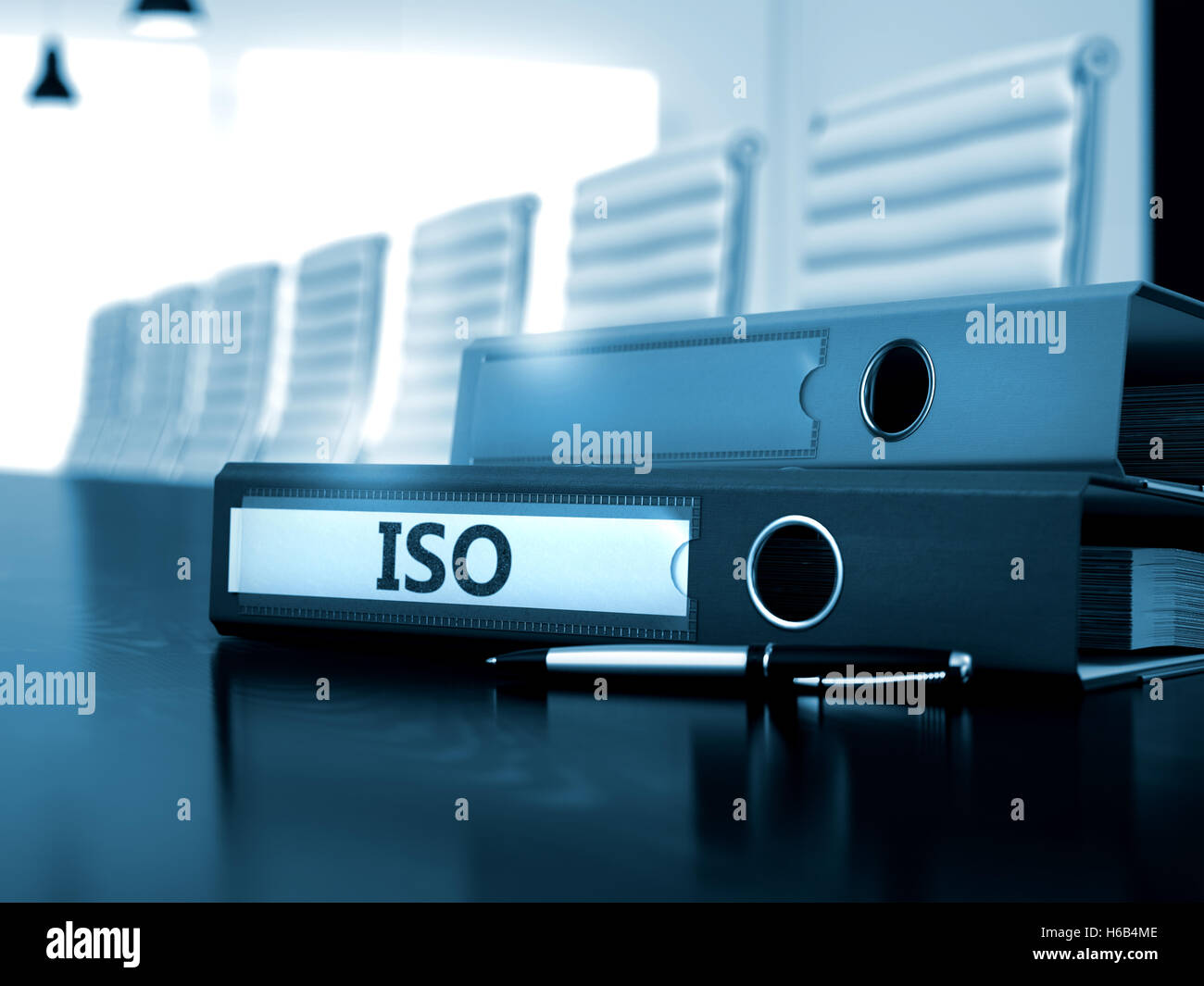 ISO auf Office Sammelmappe. Getönten Image. 3D. Stockfoto