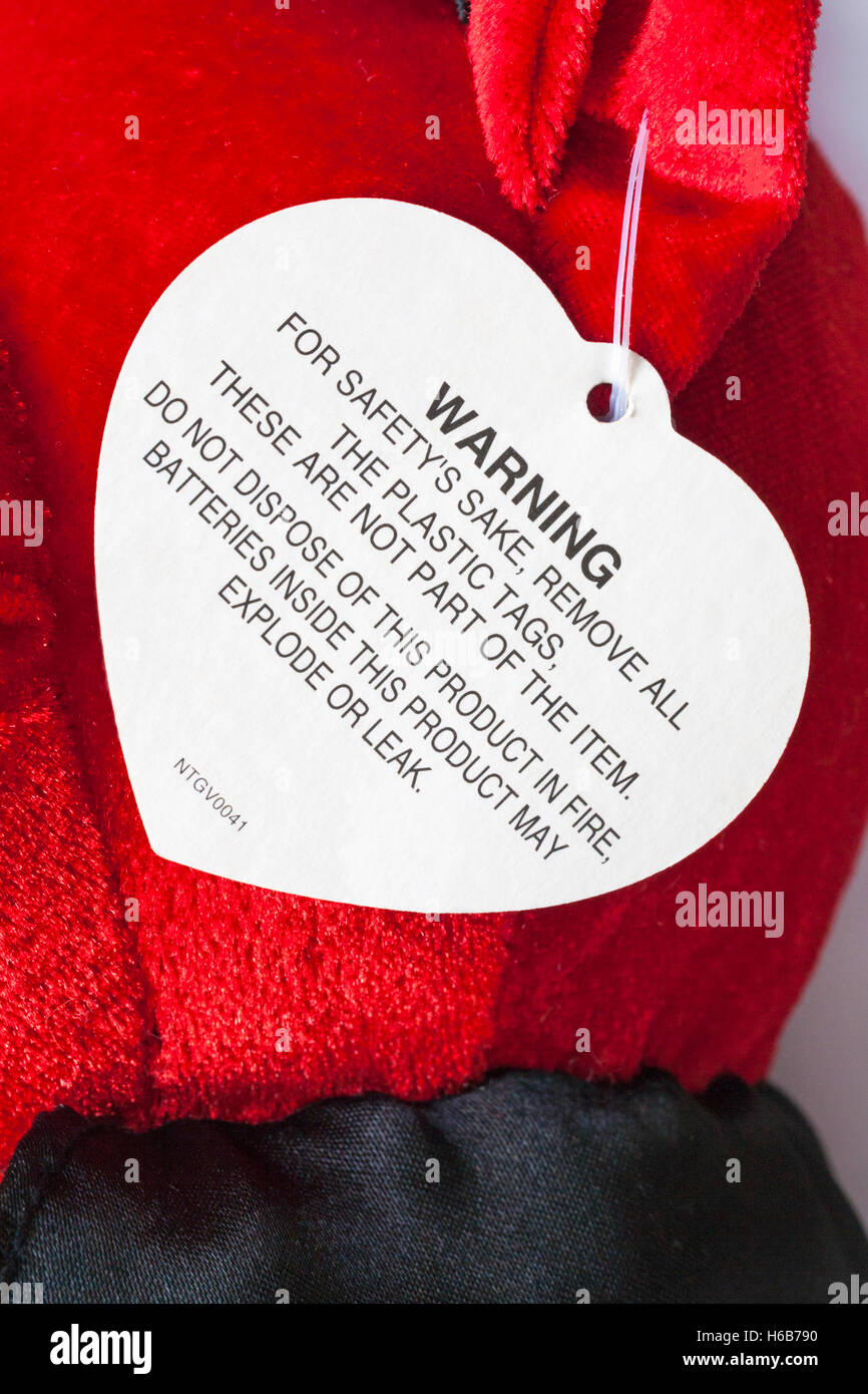 Sicherheit Warnung label Tag auf geilen Pfeifen küssen Teufel valentine  Spielzeug Stockfotografie - Alamy