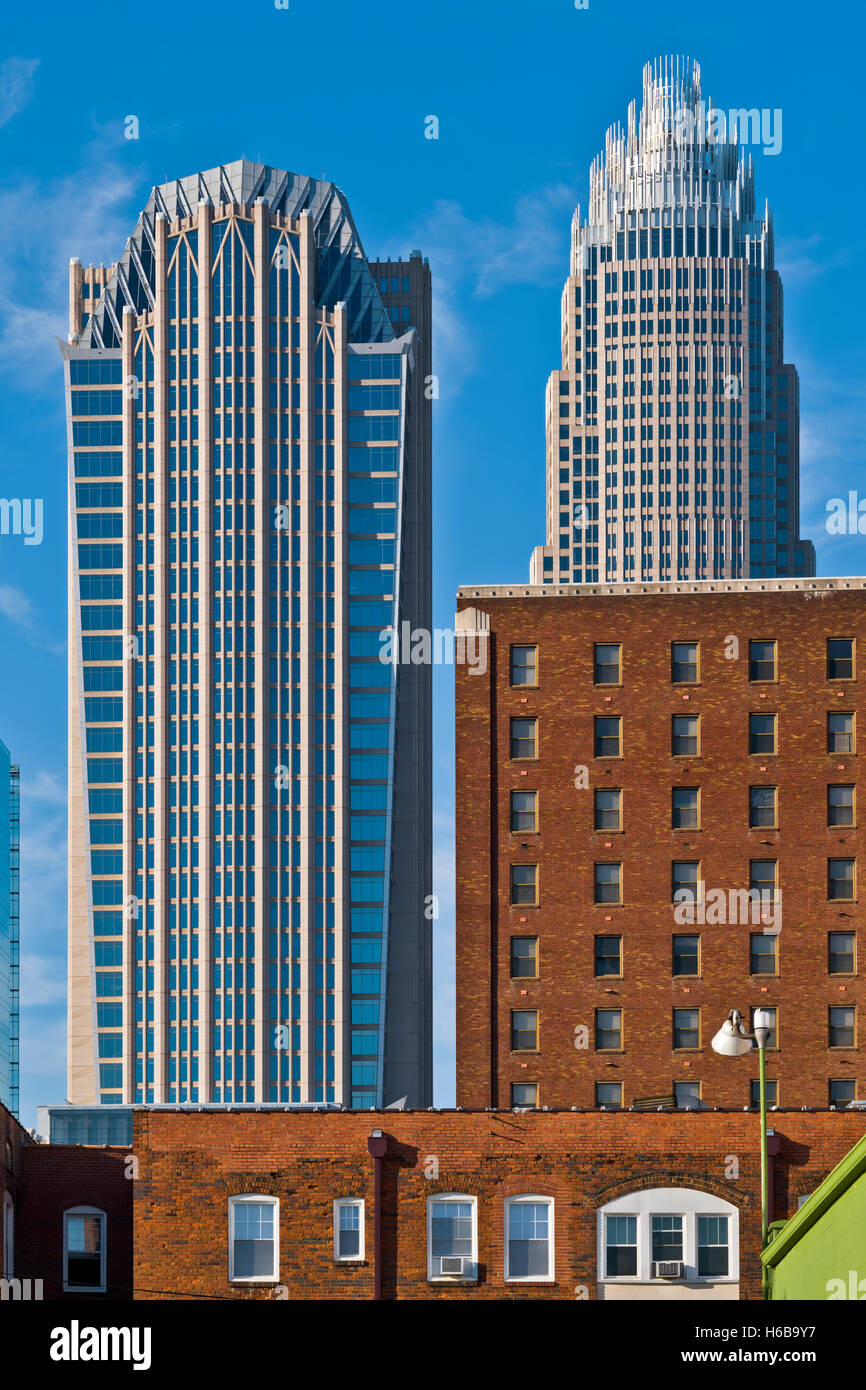 Architektur, Gebäude in der Stadt Charlotte, NC Stockfoto