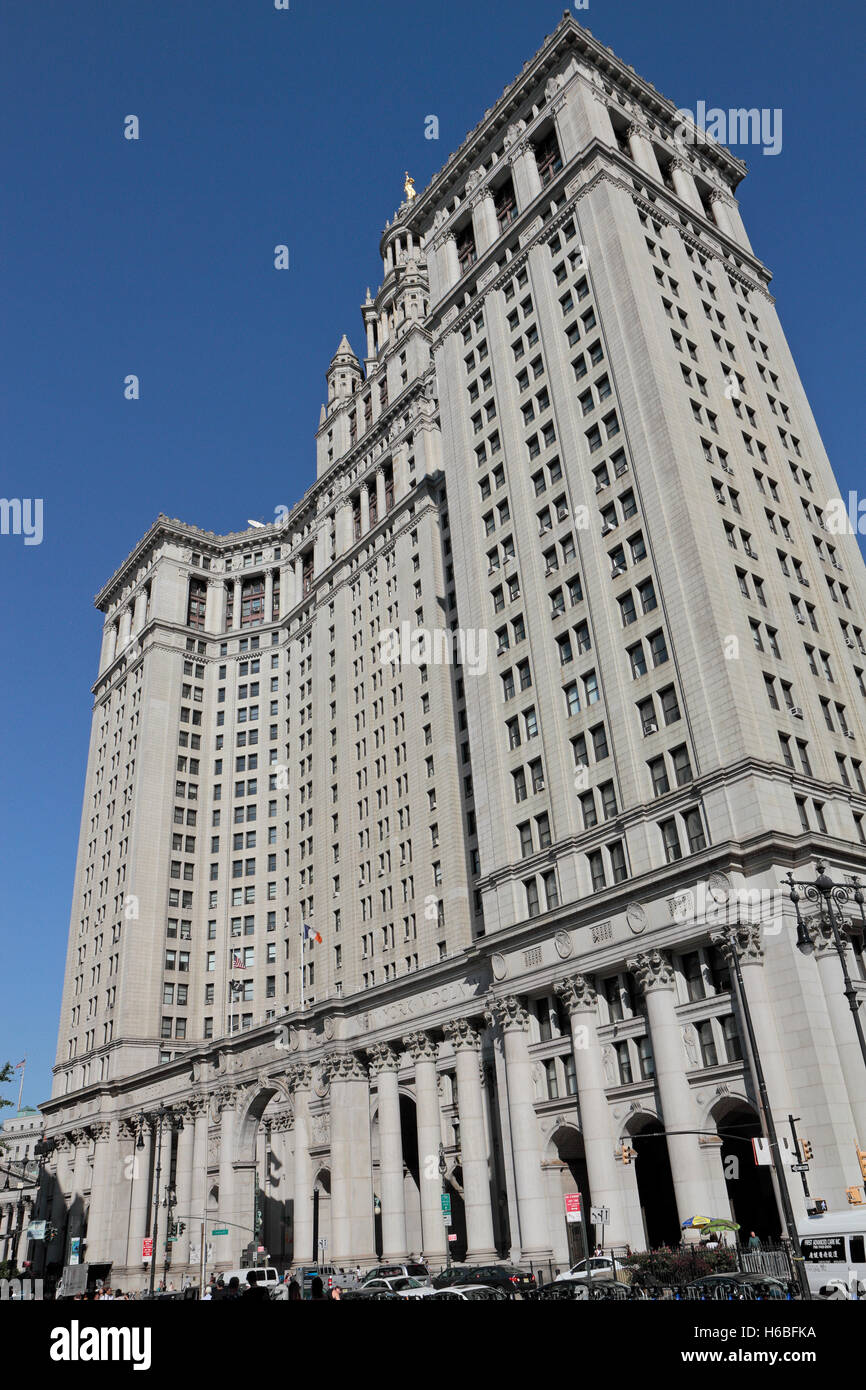 Das Manhattan Municipal Building, Centre Street, Lower Manhattan, New York, Vereinigte Staaten. Stockfoto