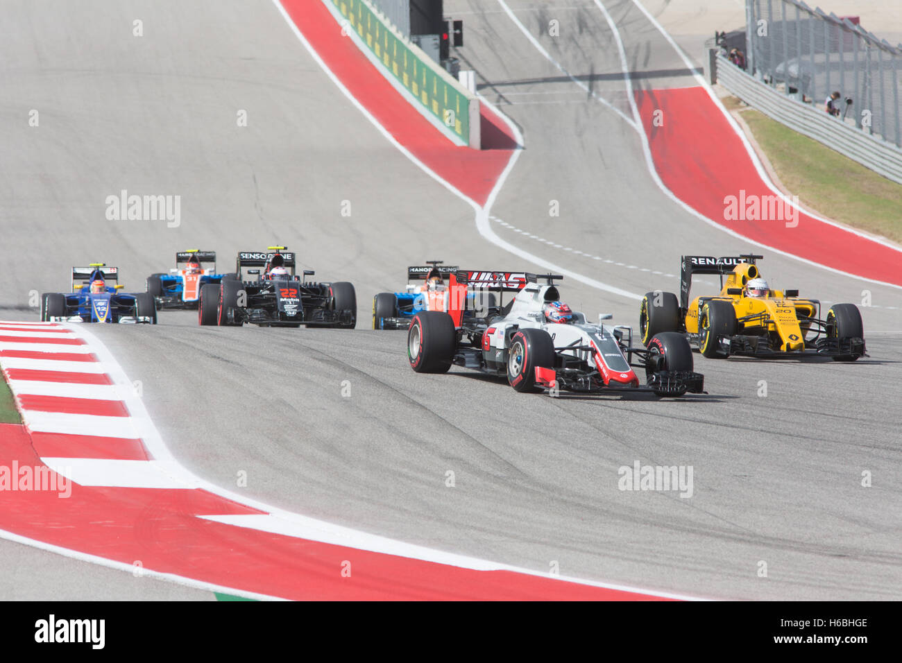 Romain Grosjean #8 konkurriert in 2016 Formel 1 United States Grand Prix Rennen Tag 3 am Circuit Of The Americas am 23. Oktober 2016 in Austin, Texas Stockfoto