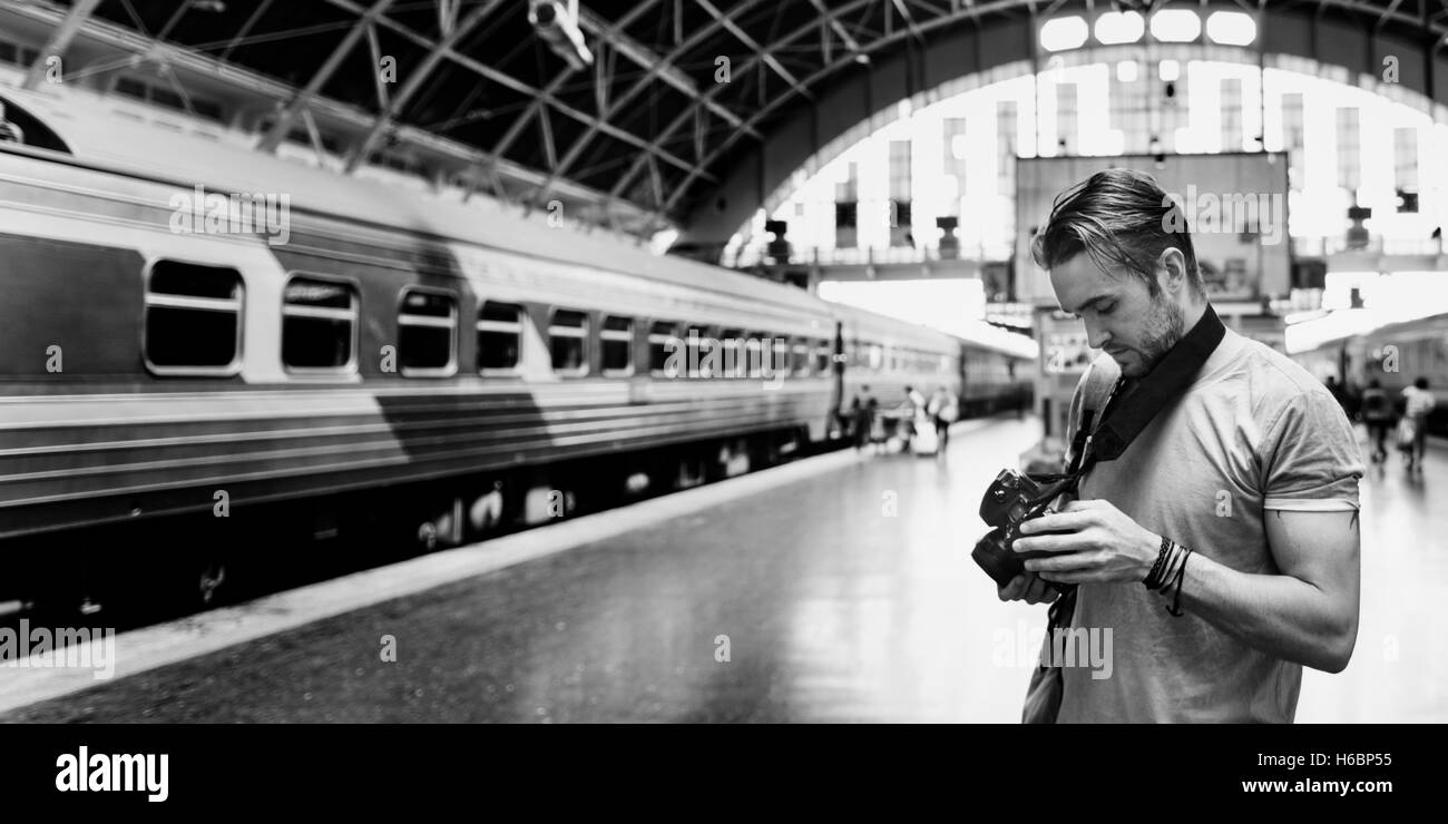 Fotograf Kamera DSLR Aufnahmen Journalist Konzept Stockfoto