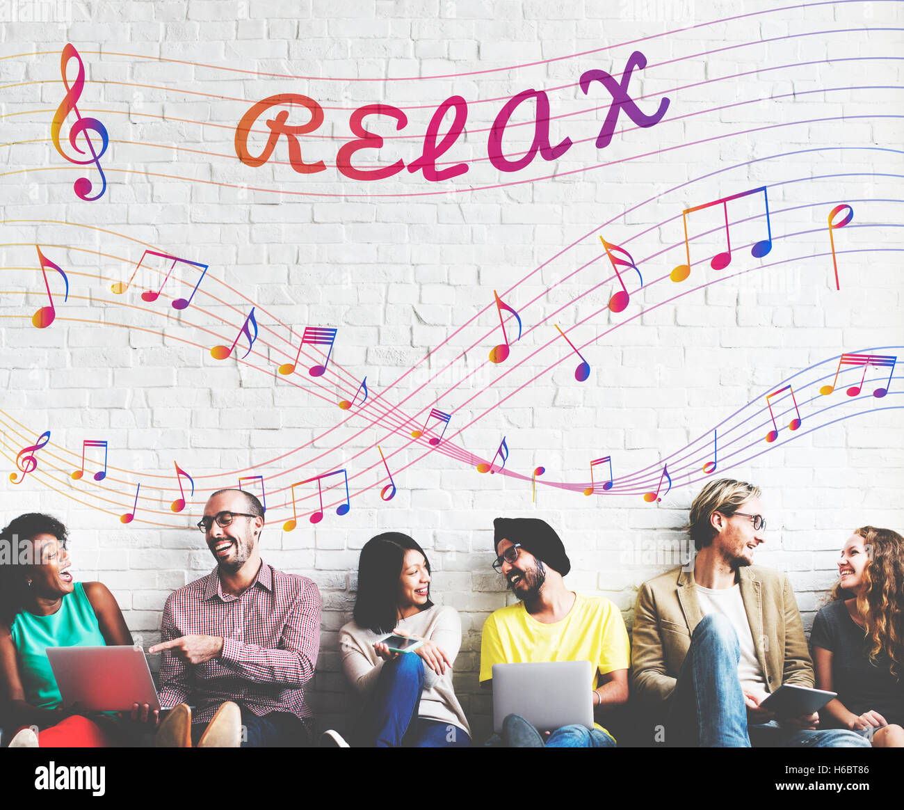 Musik Noten Entertainment Melodie hören-Konzept Stockfoto