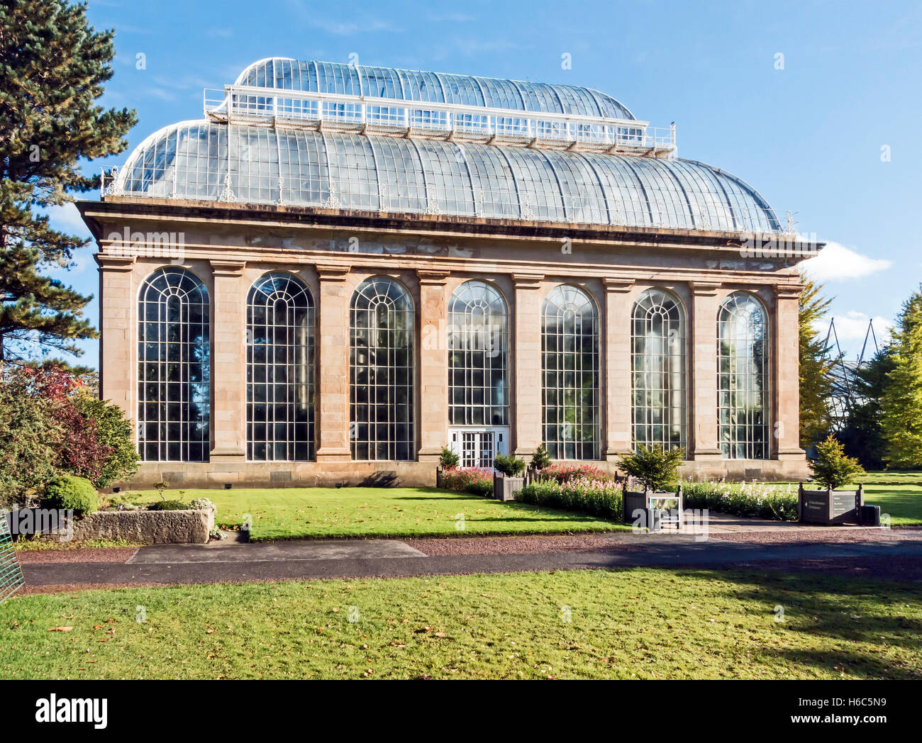 Das Palmenhaus im Royal Botanic Garden in Edinburgh, Schottland im Herbst Stockfoto