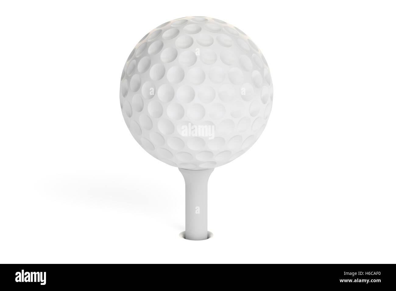 Weiße Golfball auf ein Tee, 3D-Rendering isolierten auf weißen Hintergrund Stockfoto