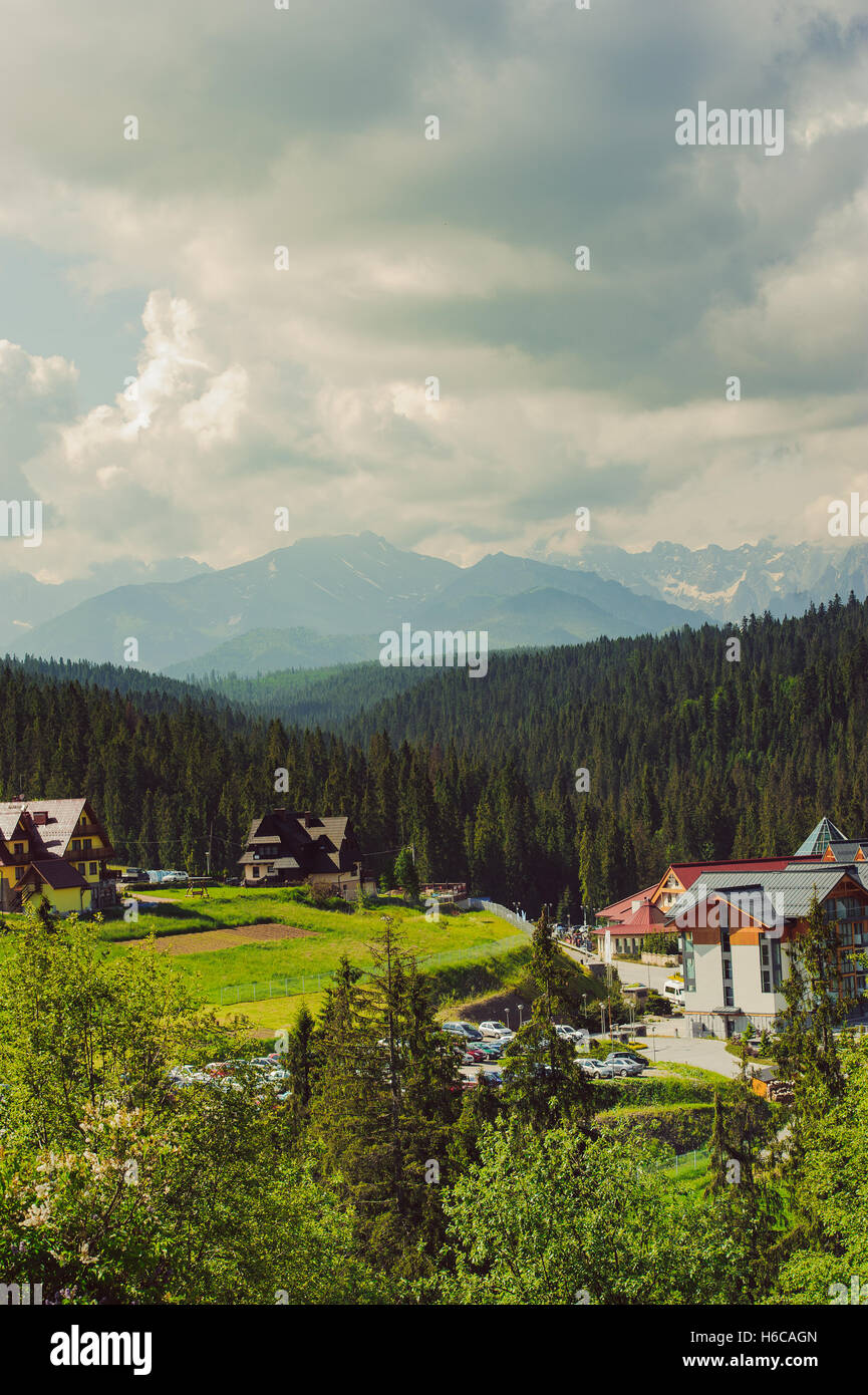 Hotel in den Bergen. Tatra-Gebirge in Polen. Stockfoto