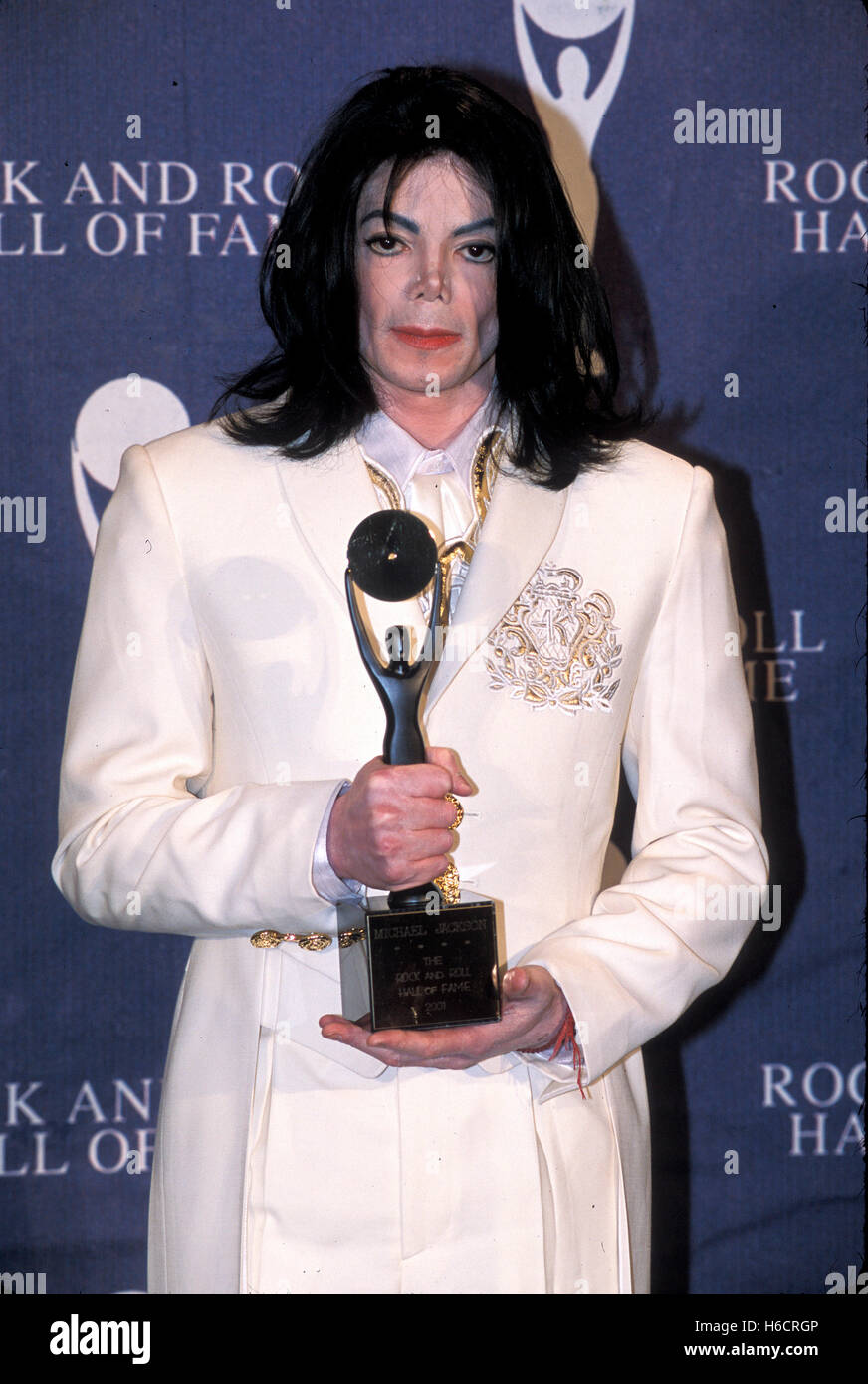 Michael Jackson im Rock & Roll Hall of Fame Zeremonie in New York City am 19. März 2001. © David Atlas / MediaPunch Stockfoto