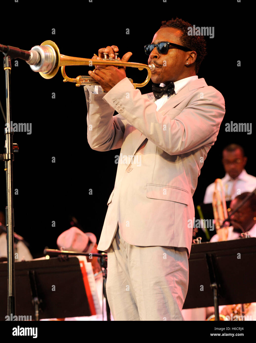 Roy Hargrove die live am Central Park Summerstage in New York City am 2. August 2008. © David Atlas / MediaPunch Stockfoto