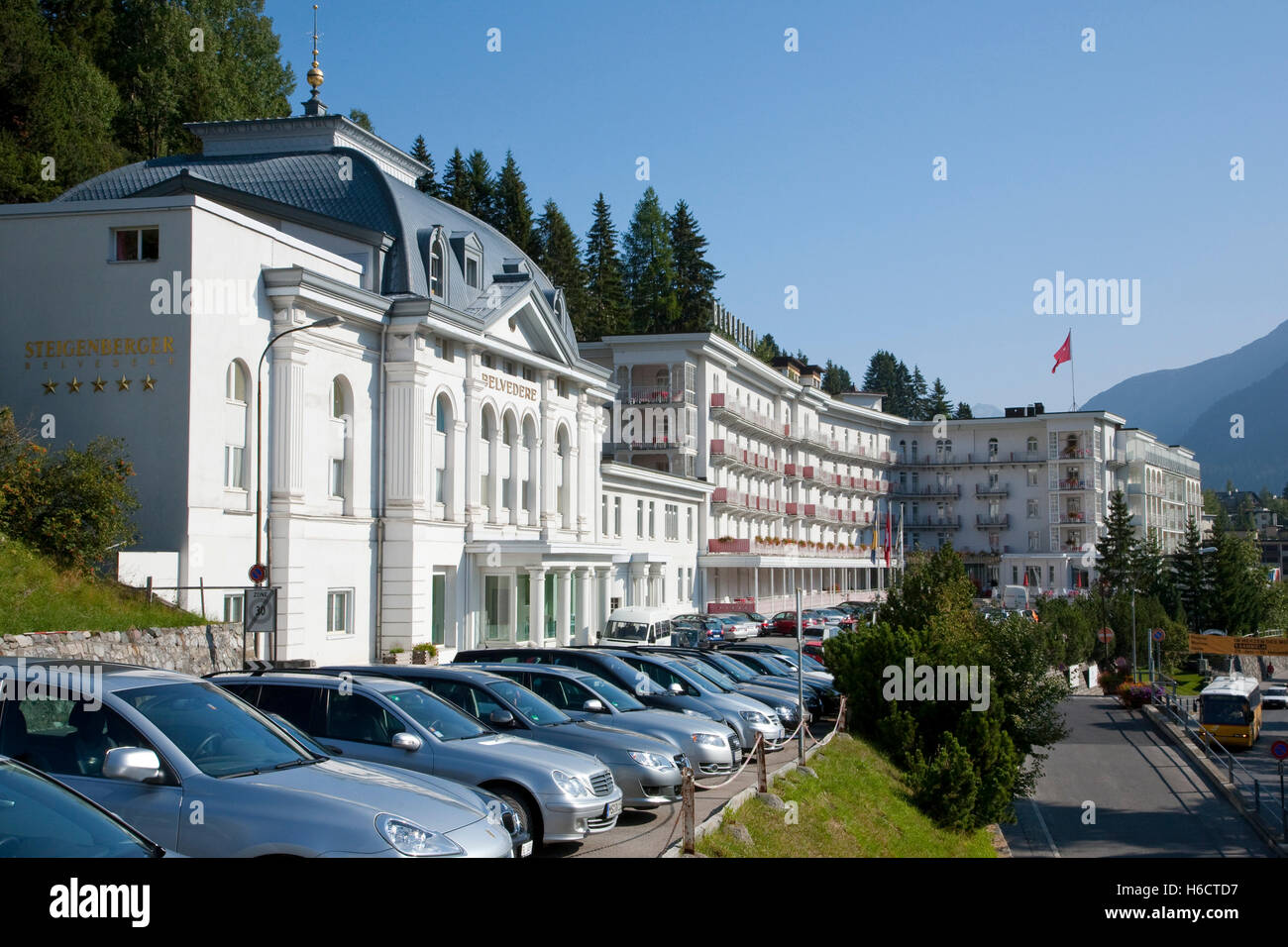 Belvedere Hotel, fünf-Sterne-Hotel, Davos, Graubünden, Schweiz, Europa Stockfoto