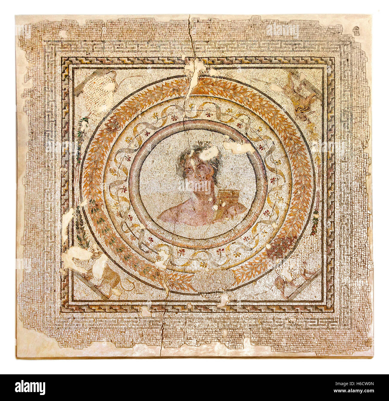 Römisches Mosaik von dem römischen Gott Apollo, Split, Kroatien. Stockfoto