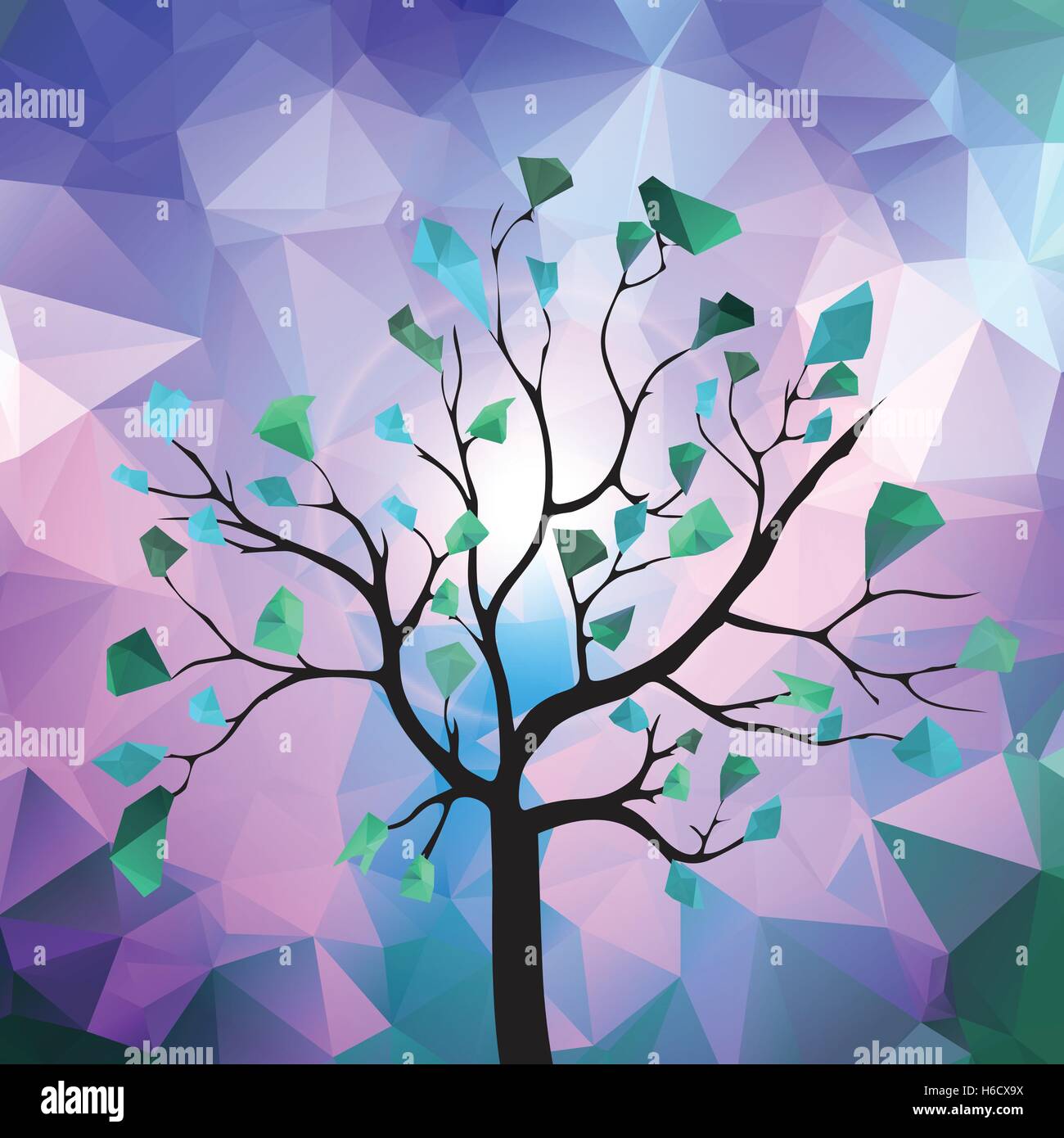 Polygonale Baum mit Crystal Blätter - Vektor-Illustration Stock Vektor