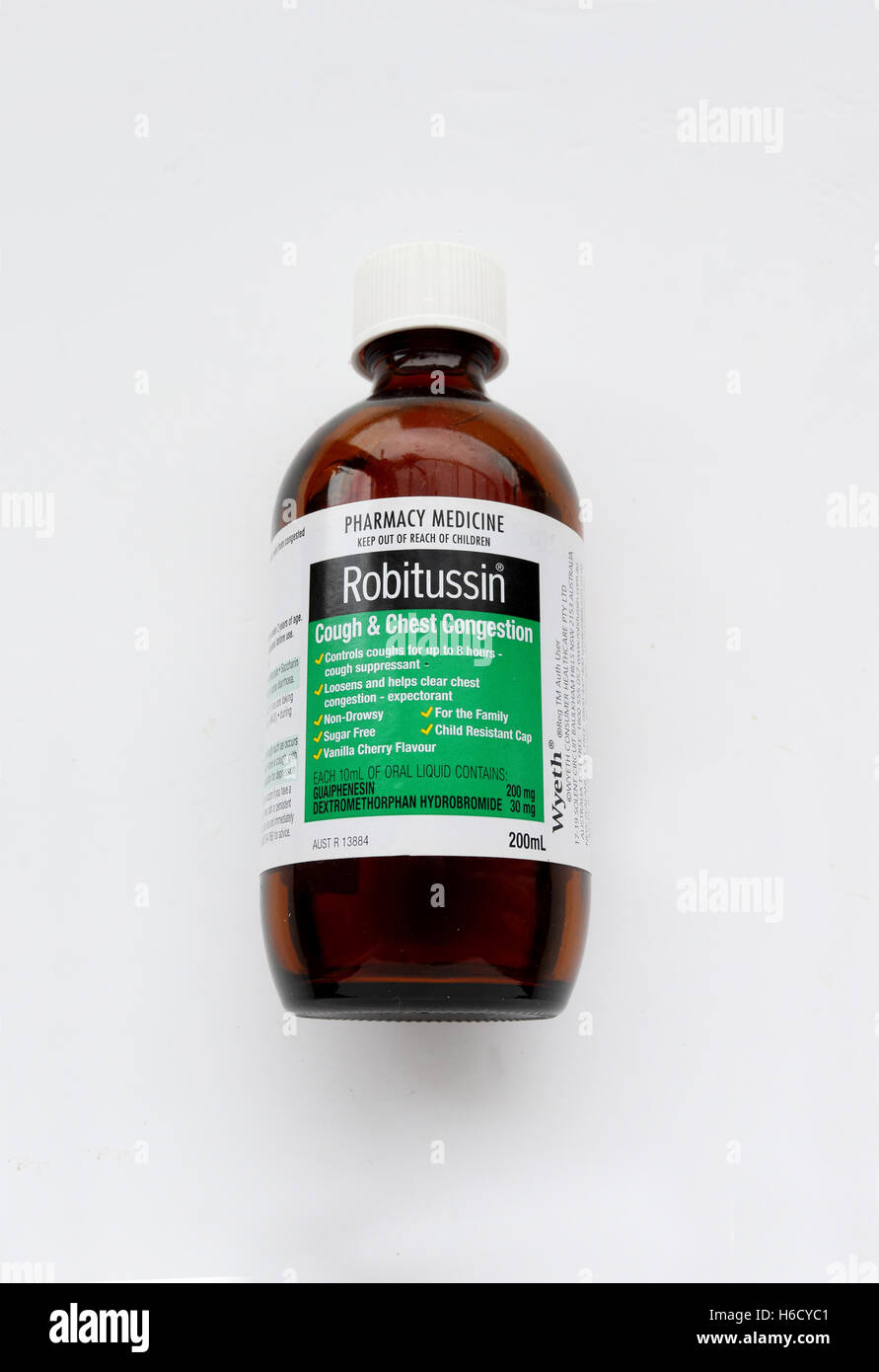 Australische Robitussin - Husten und Brust Staus Stockfoto