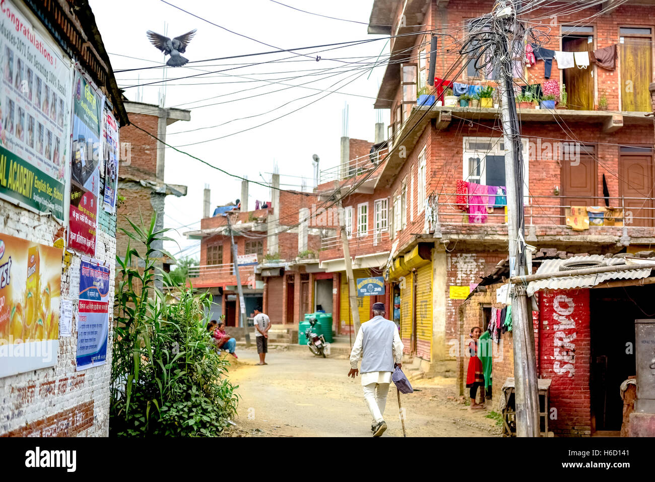 Szene der Vorstadt in den Außenbezirken von Bhaktapur, Nepal. Stockfoto
