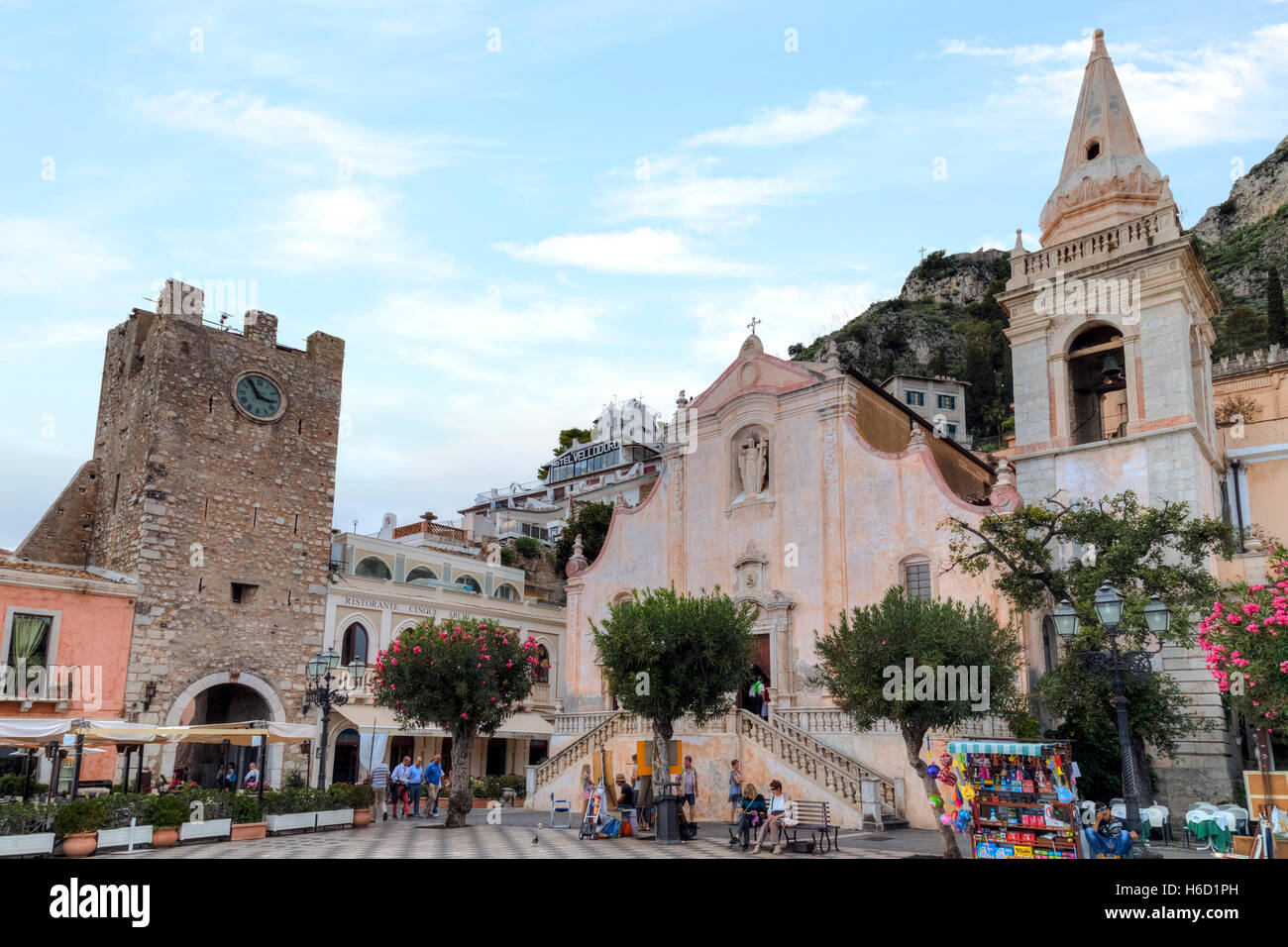 Piazza IX Aprile, Taormina, Sizilien, Italien Stockfoto