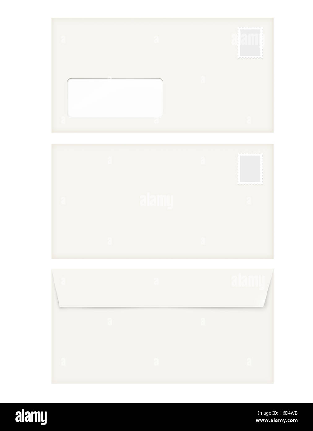 Isolierte leer Fensterumschlag Vorlage mit dem Stempel Stockfoto