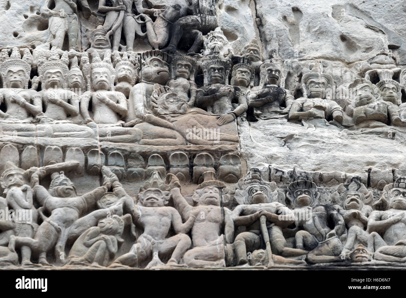 Dekorative Bas-Relief, mit Aspara, Khmer Architektur, Angkor Wat, Kambodscha Stockfoto