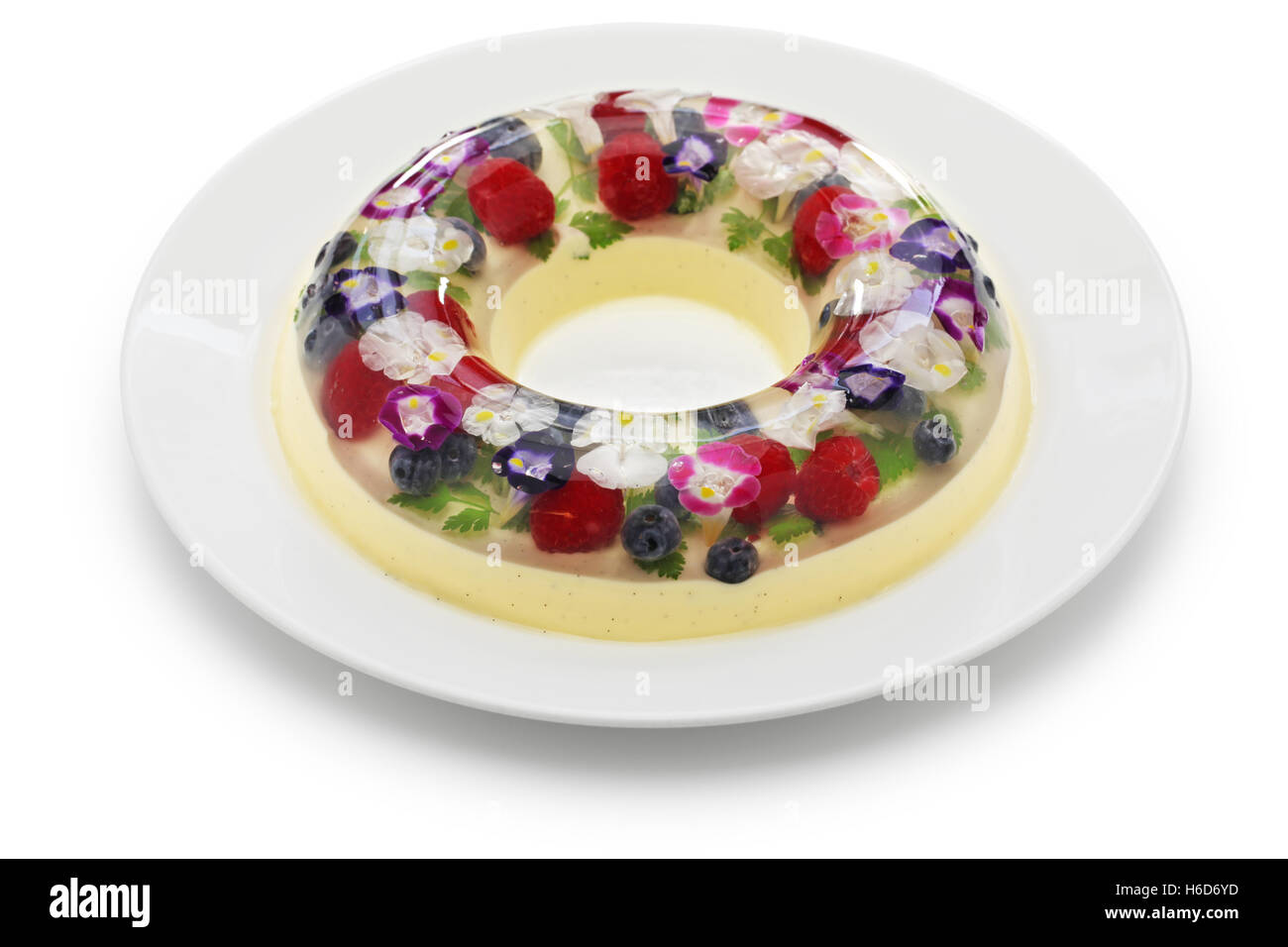 Weihnachten Kranz Bavarois, hausgemachten Gelee dessert Stockfoto