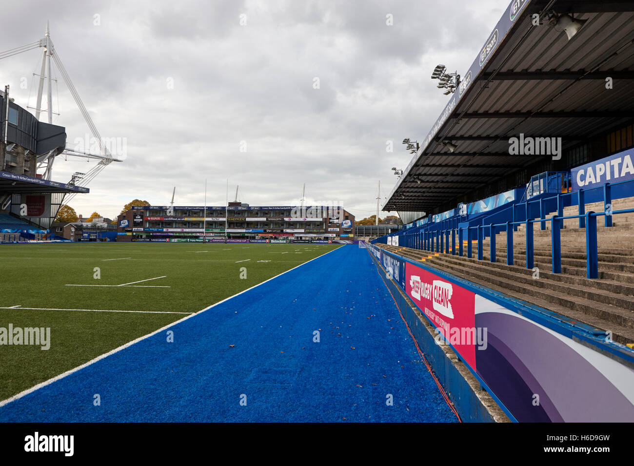 Cardiff Arms park Rugby-union-Stadion beherbergt die Cardiff Blues Wales Großbritannien Stockfoto